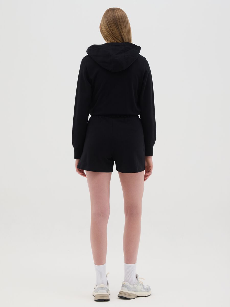 Short da ragazza in puro cotone nero regular fit_1