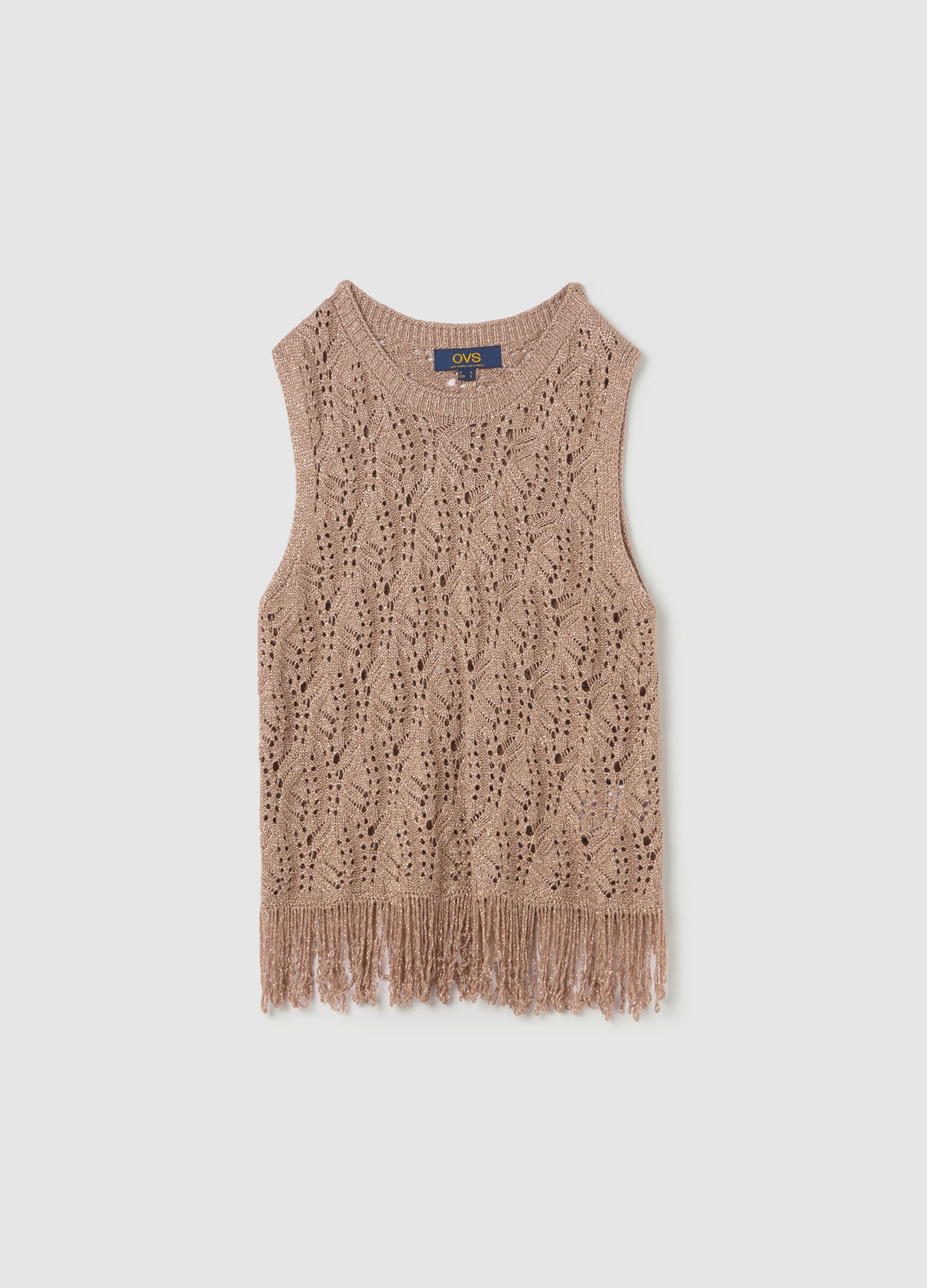 Lurex tank top with fringes