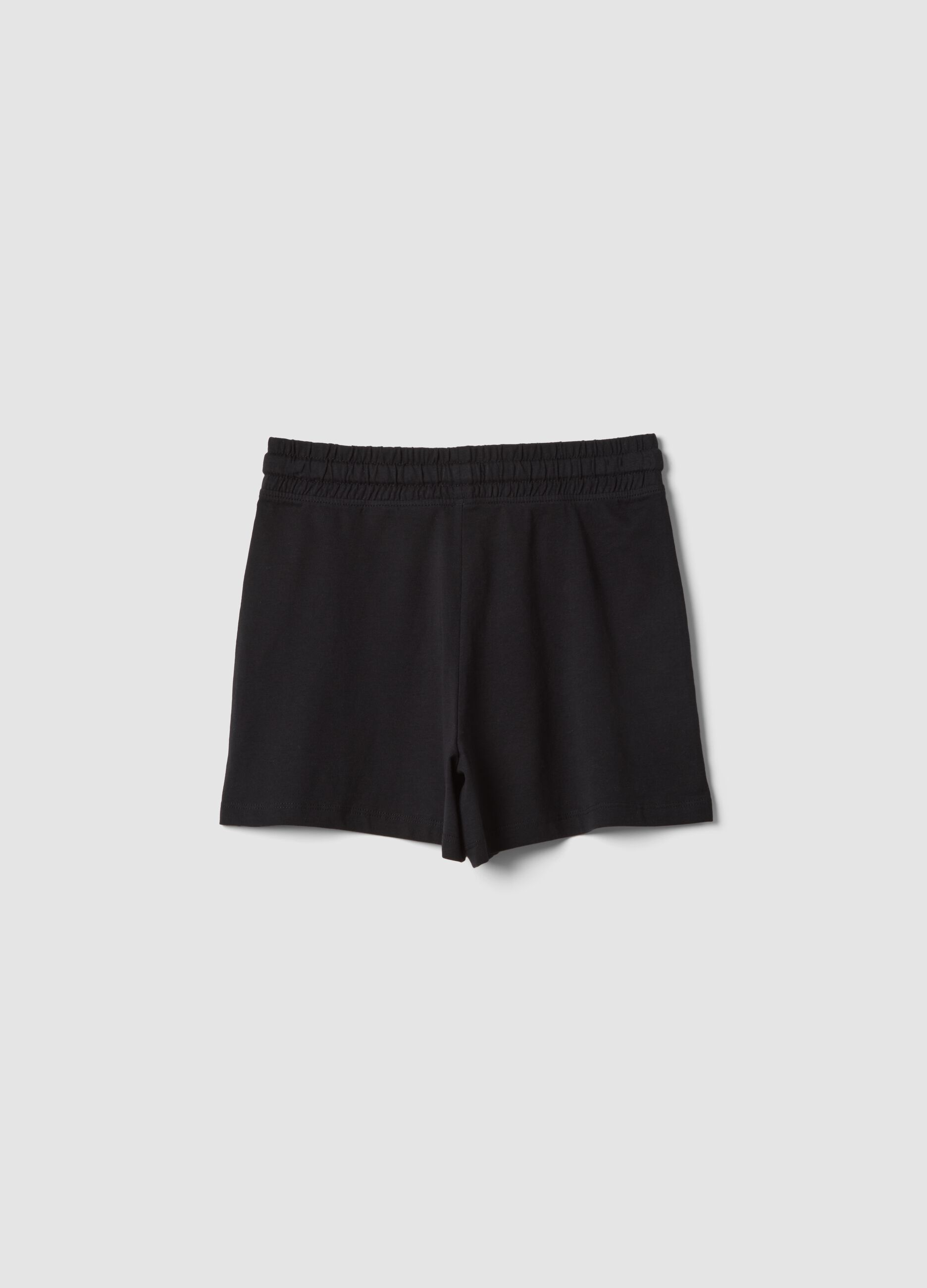 Girls&rsquo; pure cotton black shorts with elasticated waistband
