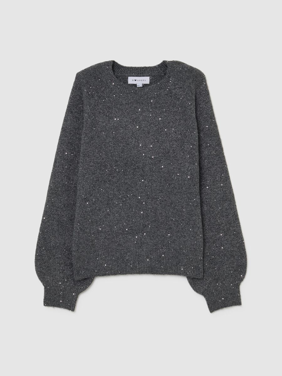 Grey oversized sweater with round neckline_4