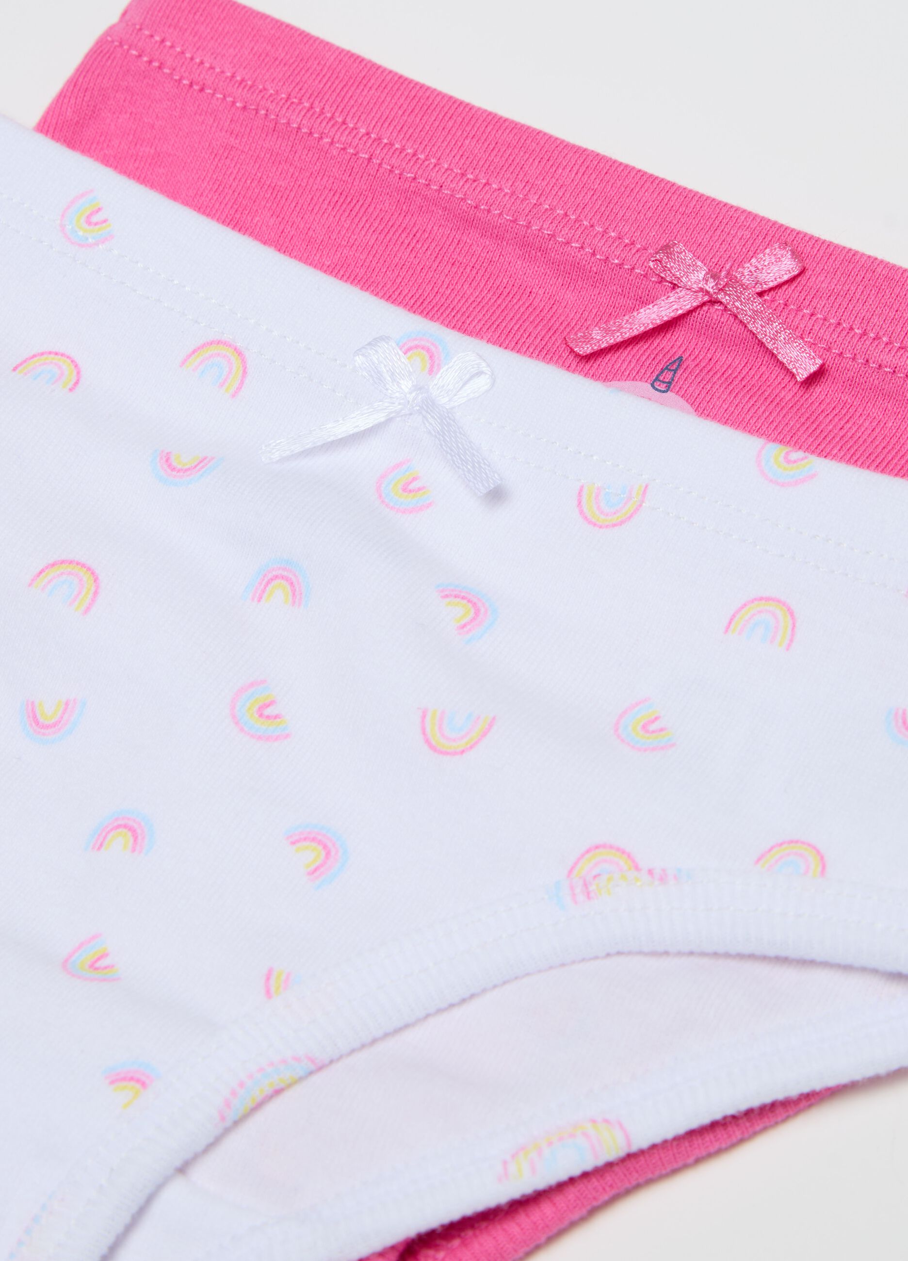 Two-pack cotton briefs with print and bow