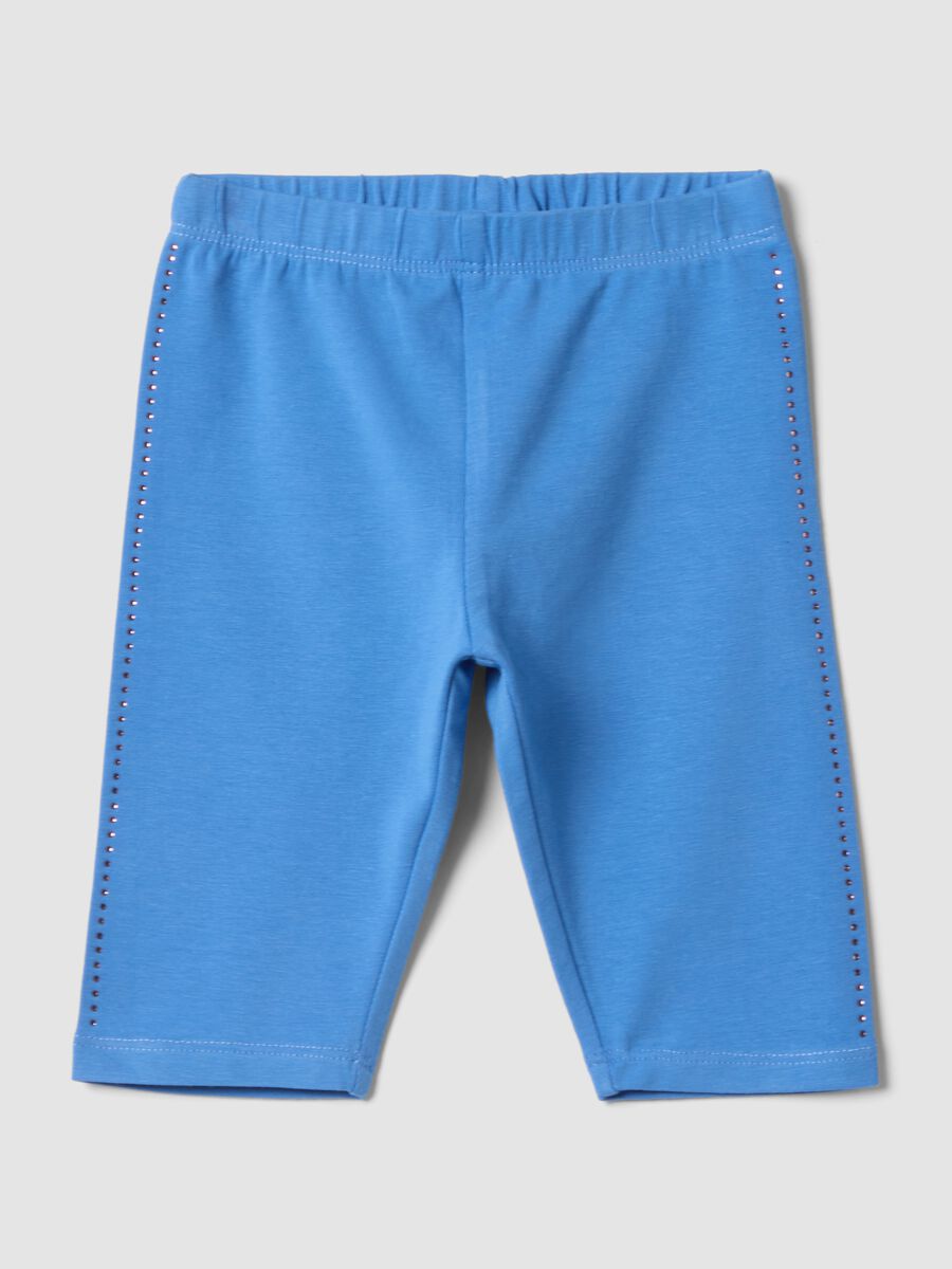 Girls&rsquo; slim-fit sky-blue organic stretch-cotton leggings_0