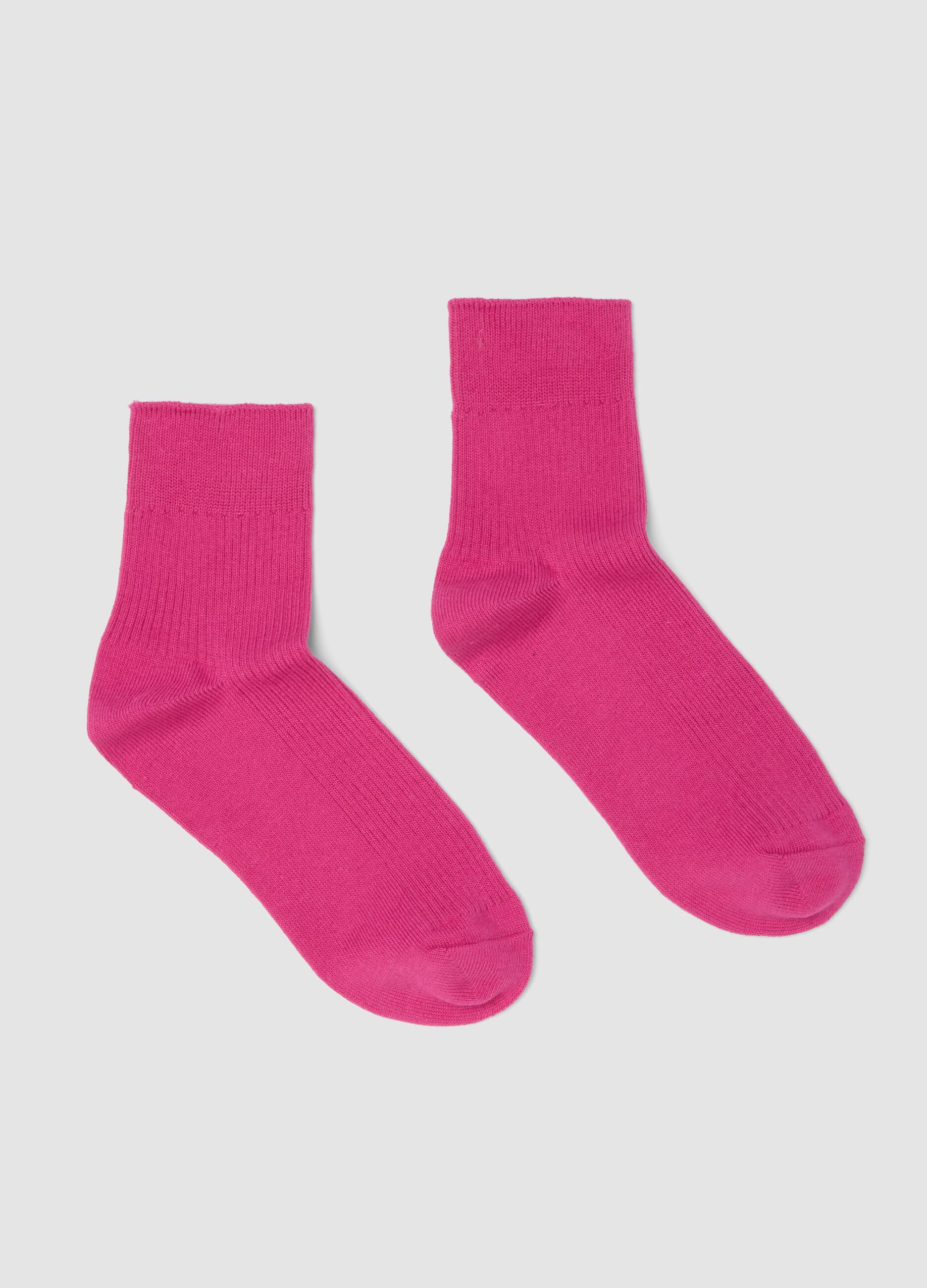 Pink ankle-length stretch cotton socks