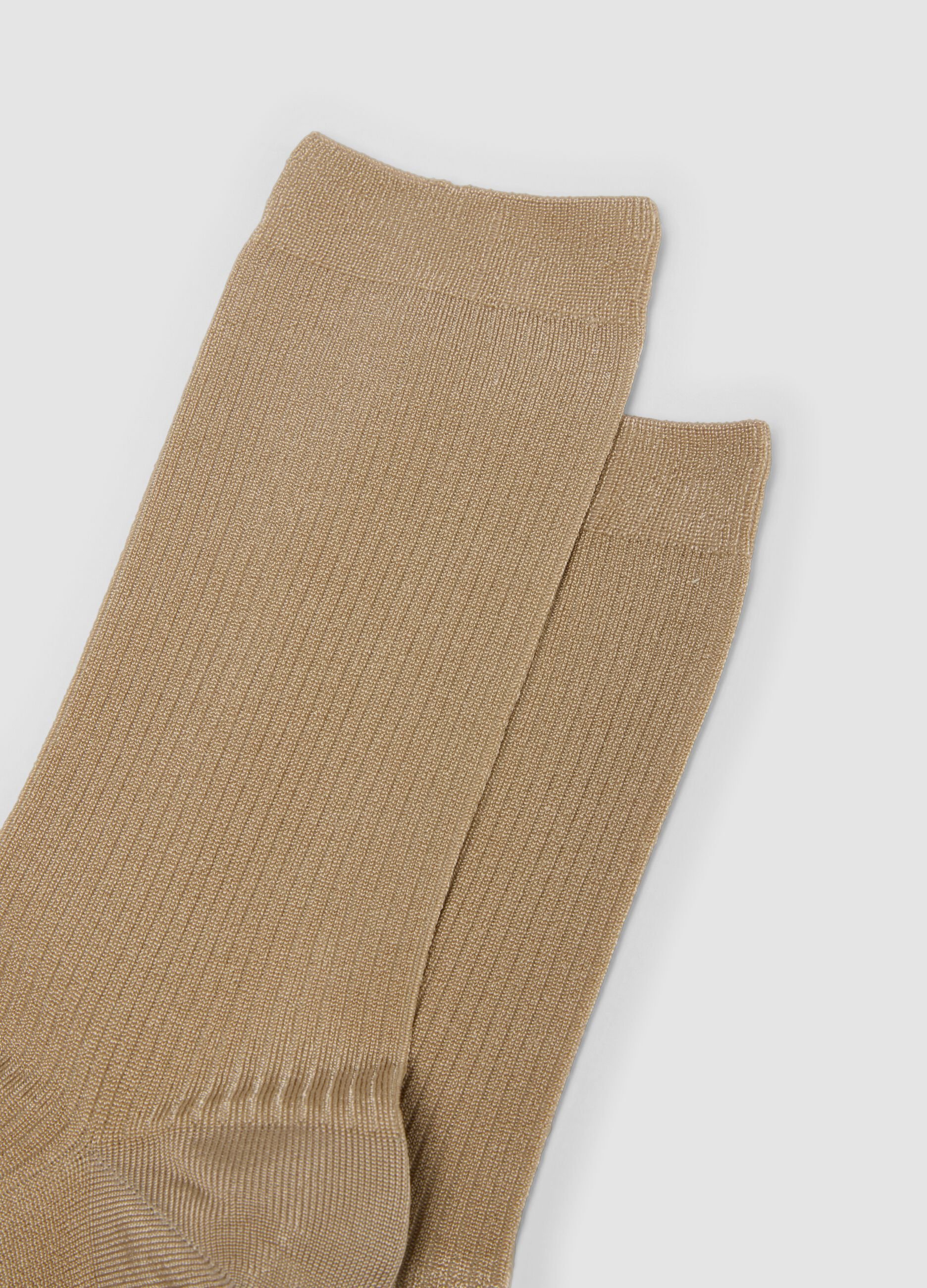 Beige long stretch viscose socks