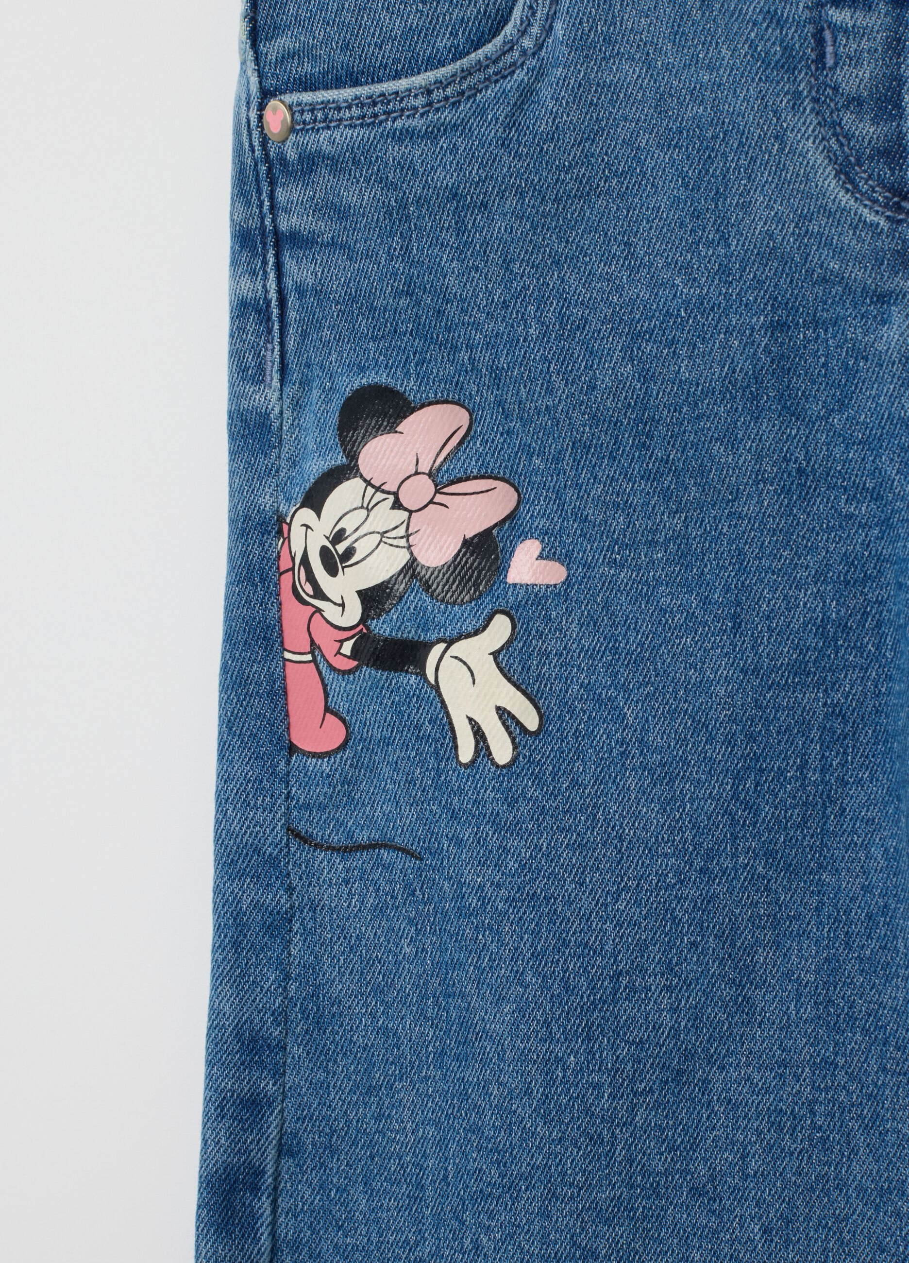 Pantaloni da bambina in denim elasticizzato blu flare
