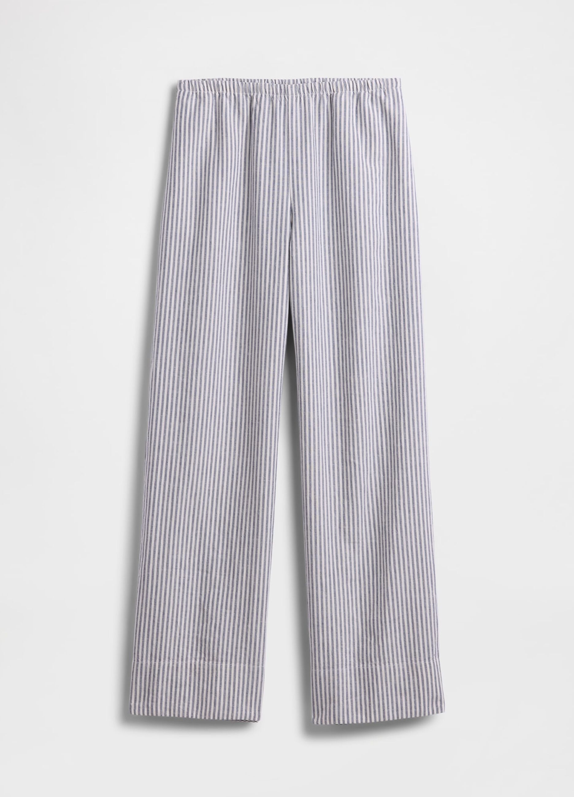 Striped linen-blend trousers