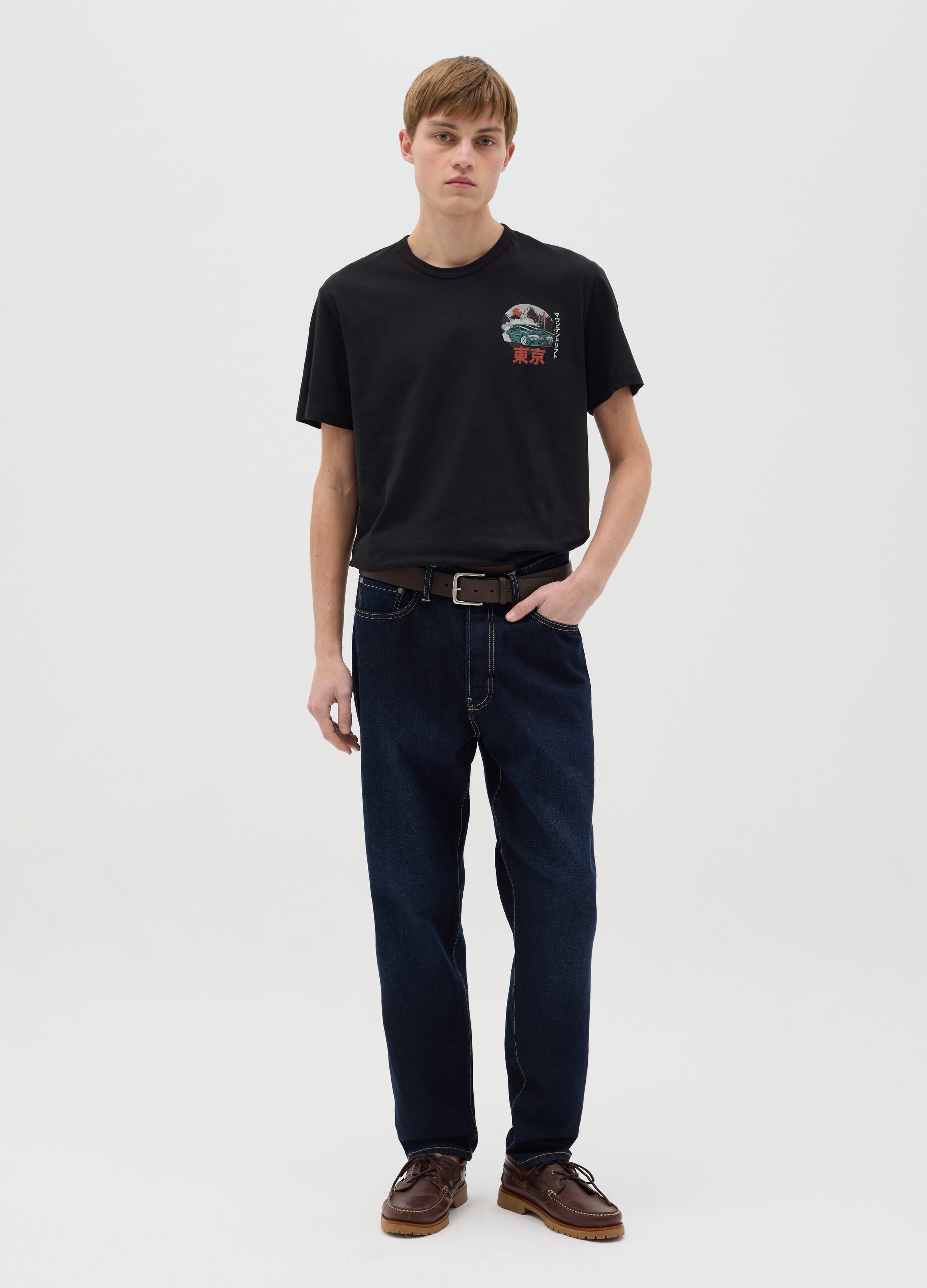 T-shirt in cotone con stampa ideogrammi