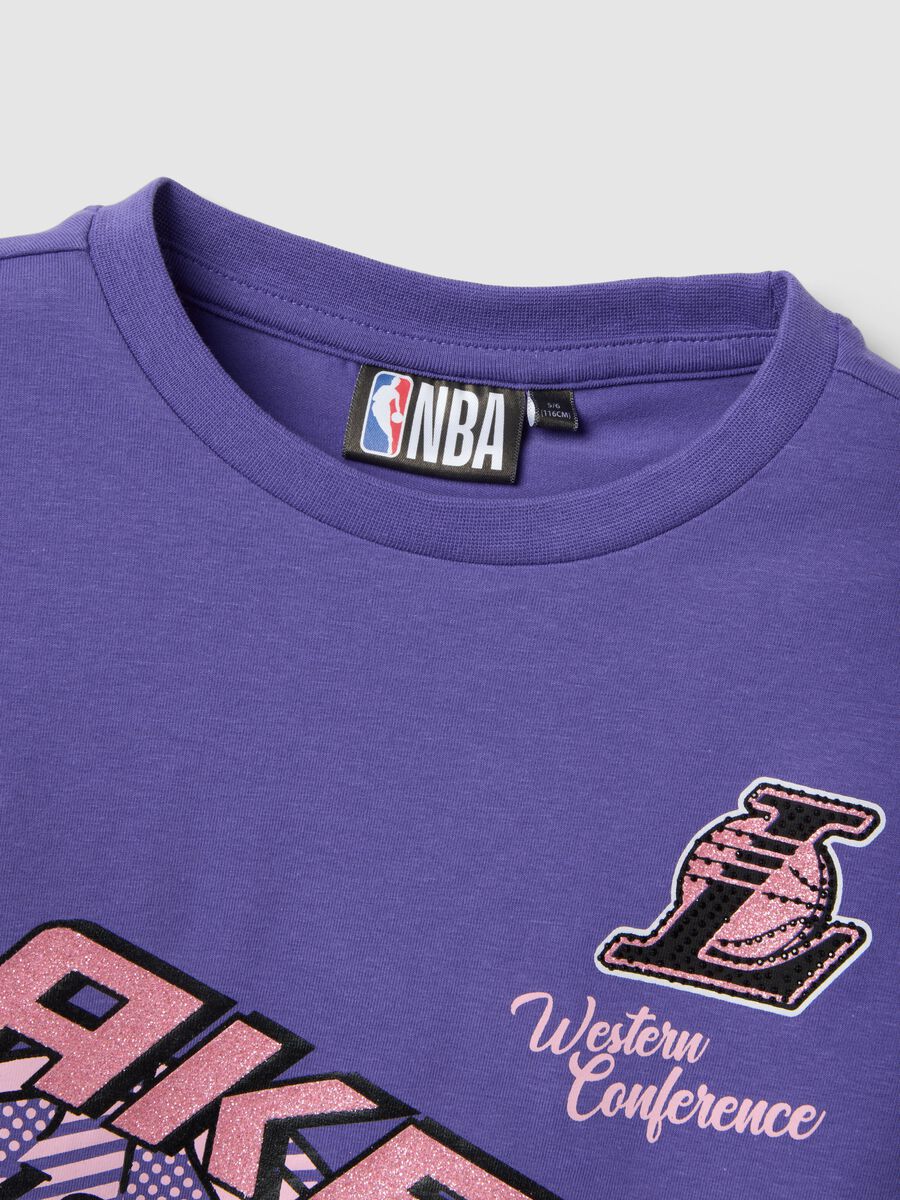 Girls' Stretch Cotton Purple Boxy Fit Lakers T-shirt_2