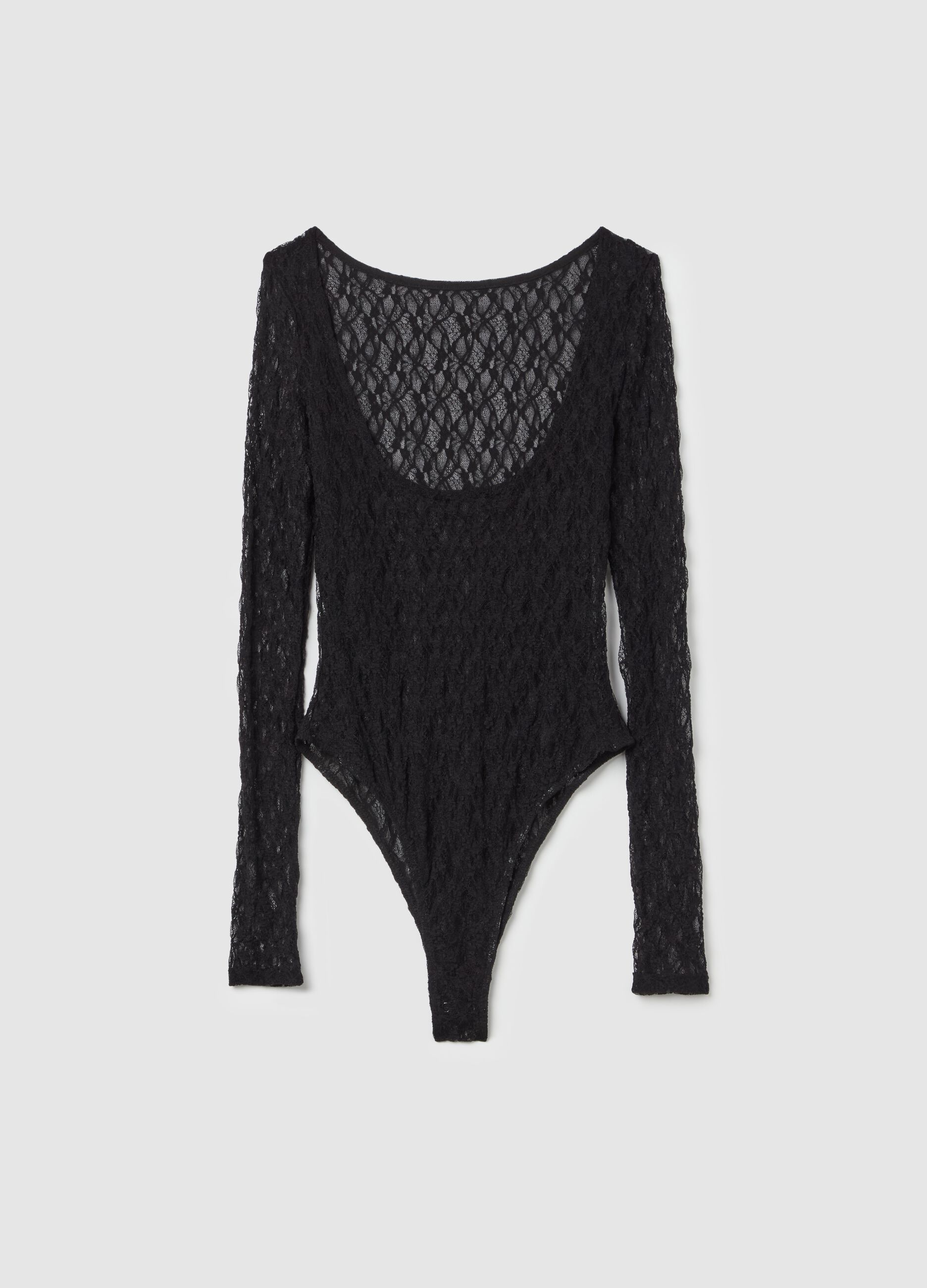 Body a maniche lunghe in pizzo