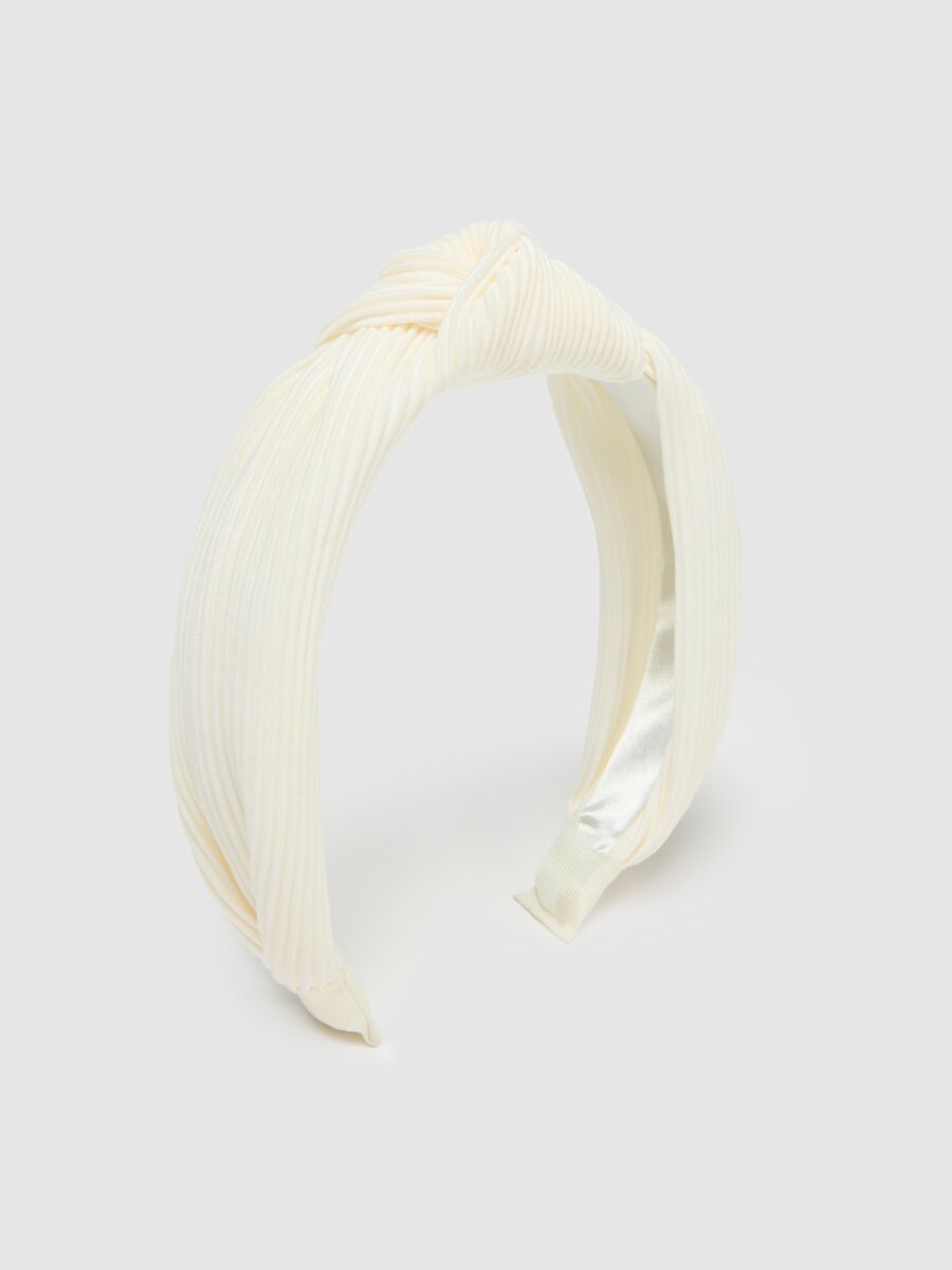 Ribbed White Women's Headband_1