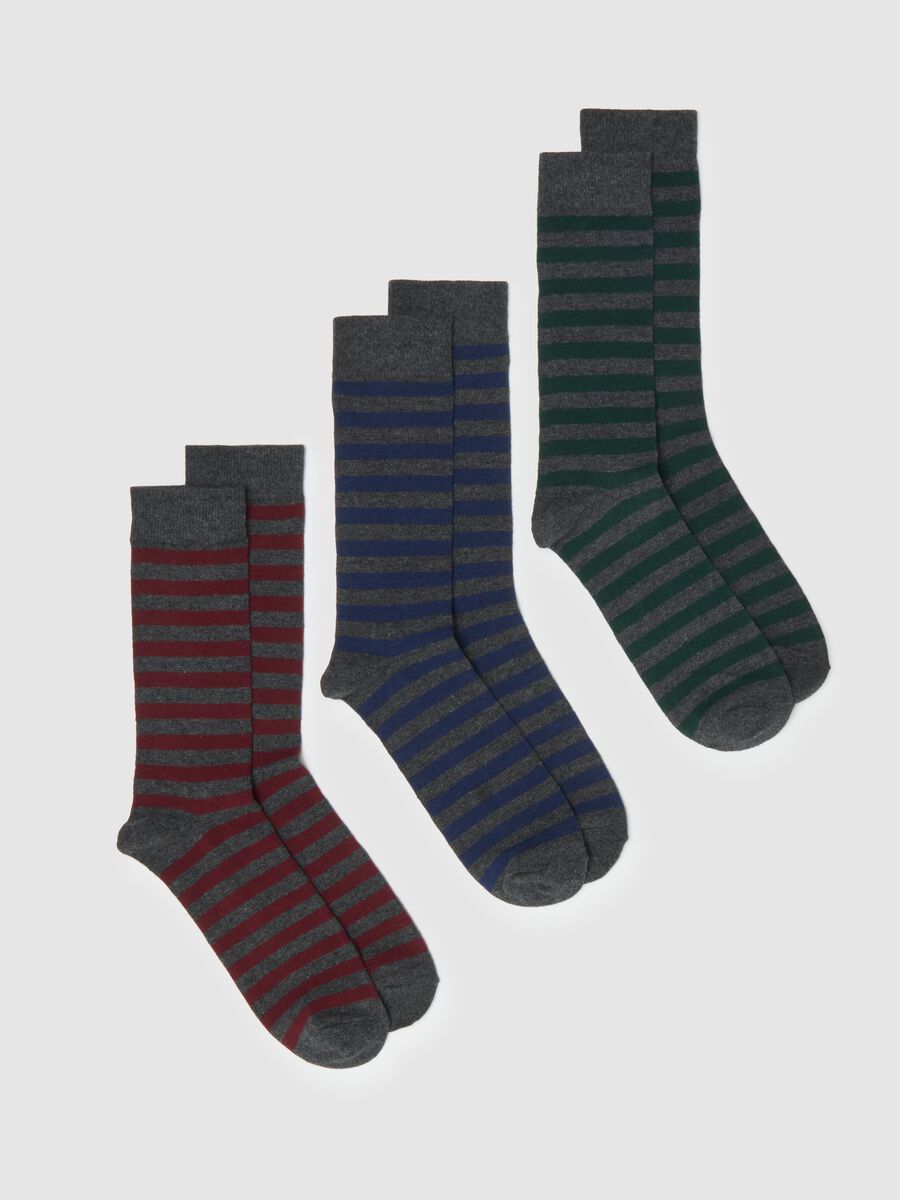 Tripack striped multicolor cotton blend socks_0