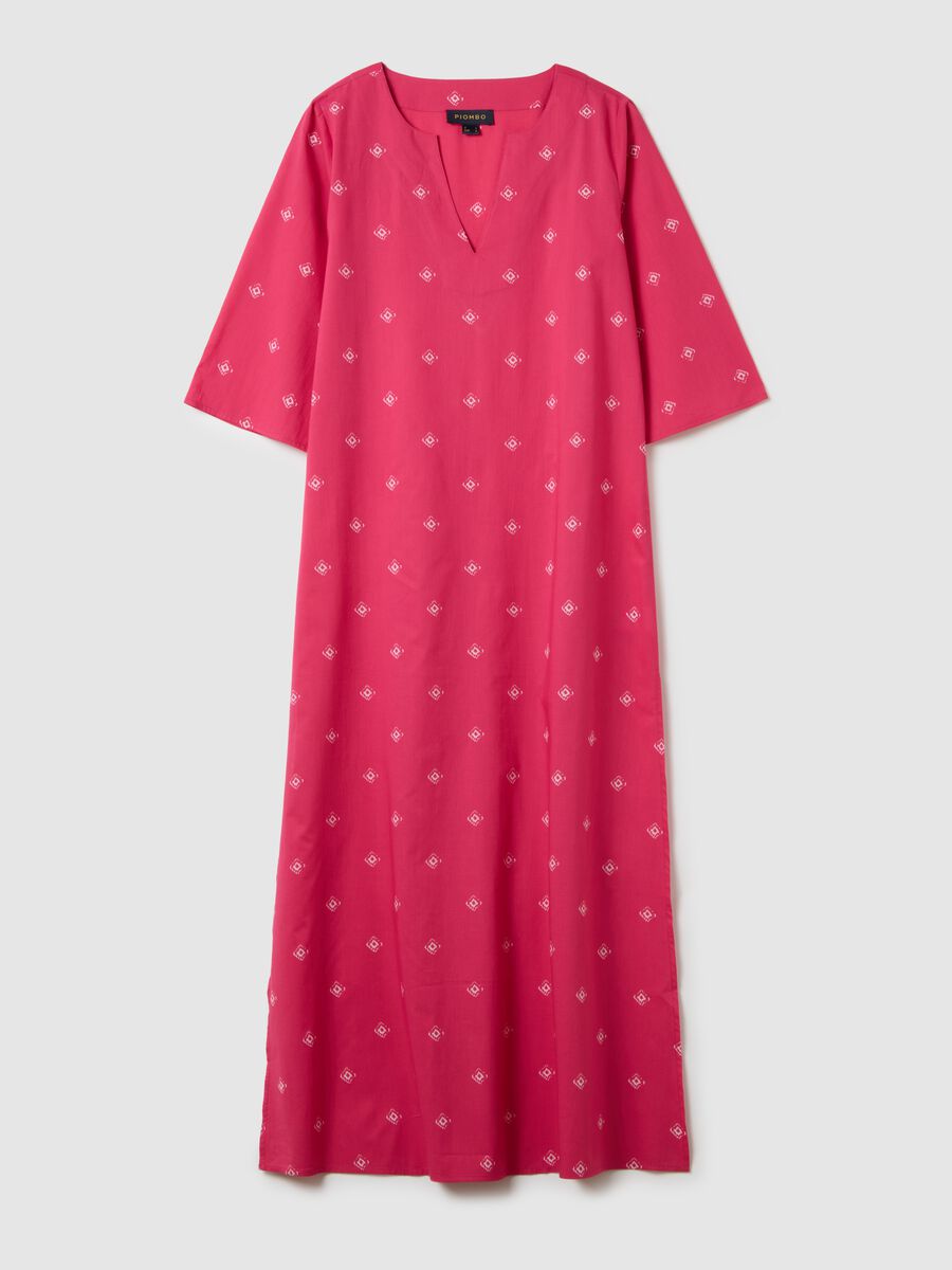 Women's Long Dress in Pure Pink Cotton_4