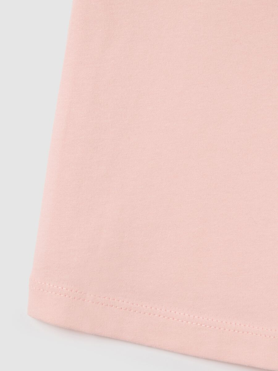 Top da bambina in puro cotone rosa regular fit con volant_3