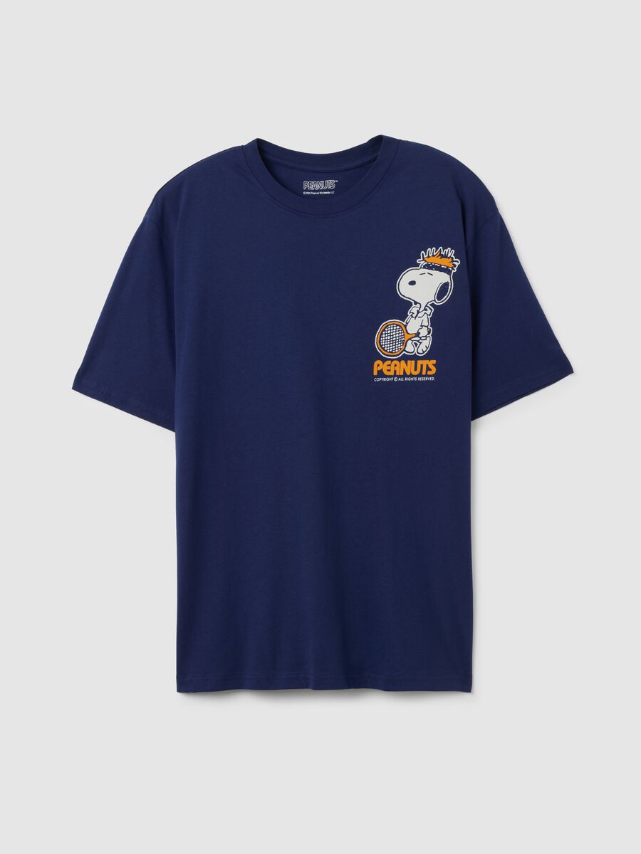 Regular fit blue pure cotton T-shirt with Snoopy_0