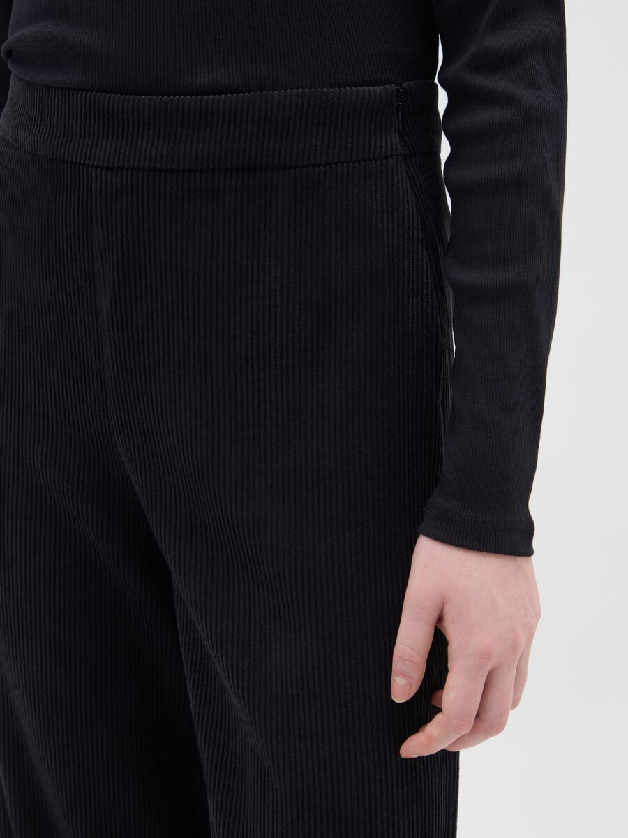 Wide Leg Black Velvet Trousers_3