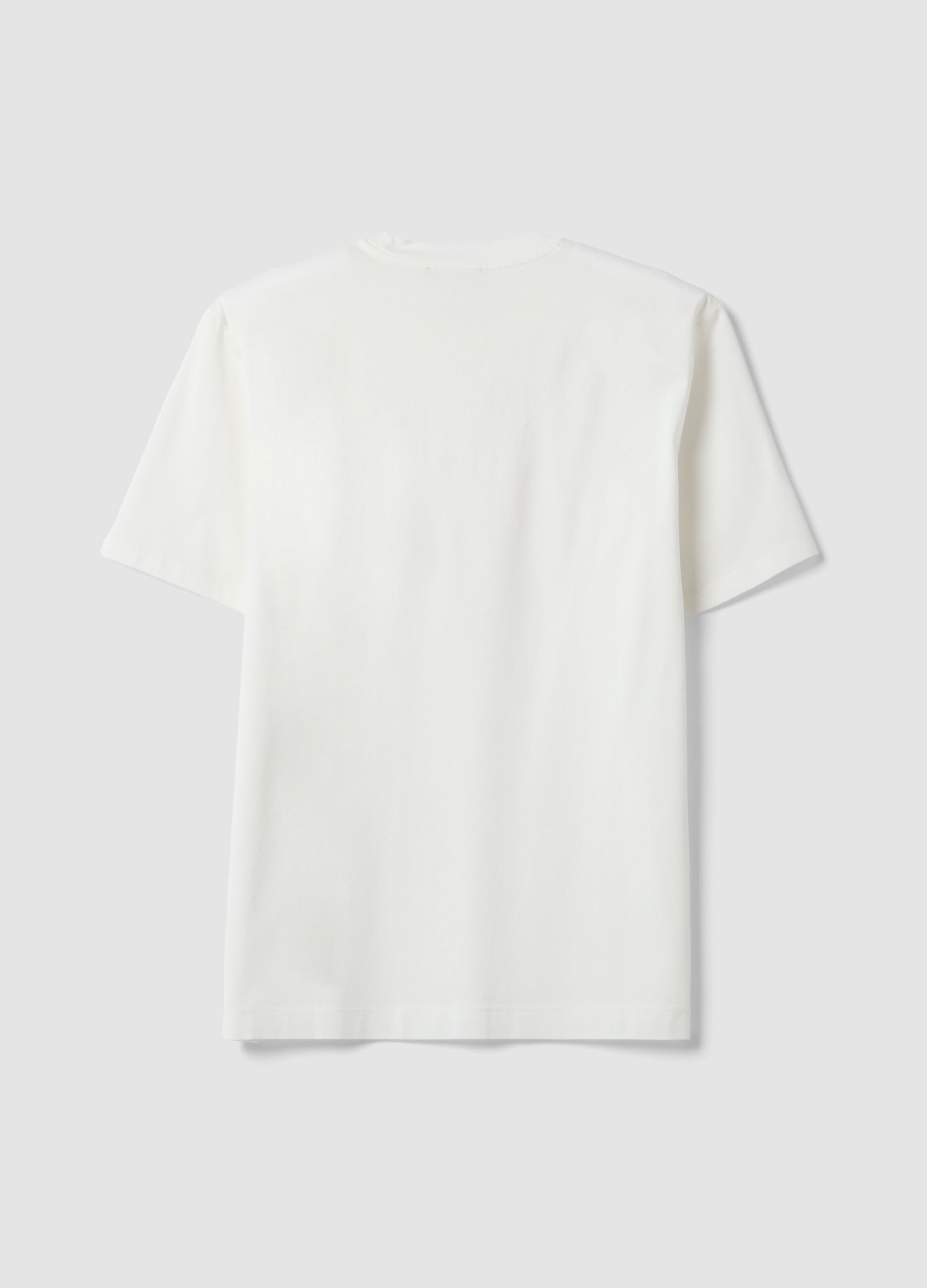 T-shirt bianca in jersey di puro cotone con girocollo relaxed fit