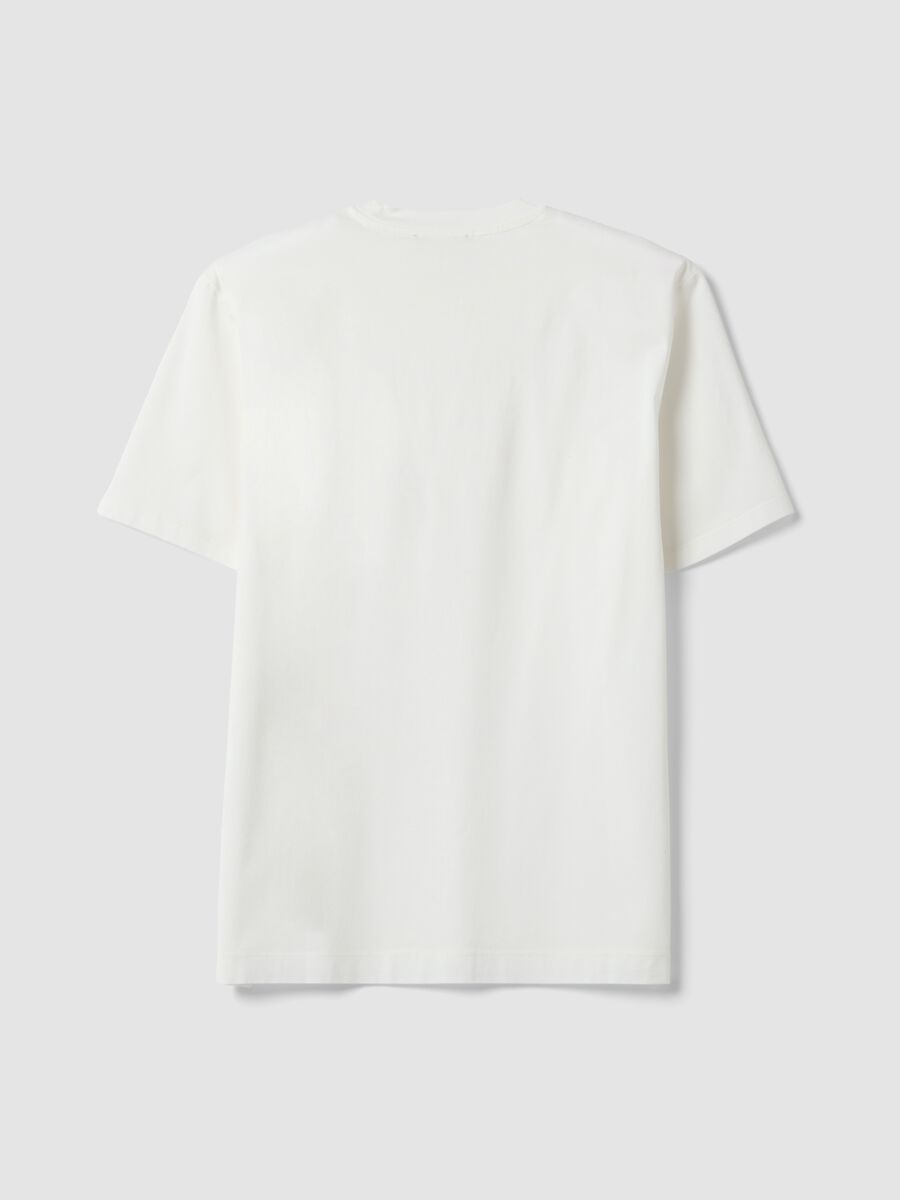 T-shirt bianca in jersey di puro cotone con girocollo relaxed fit_6