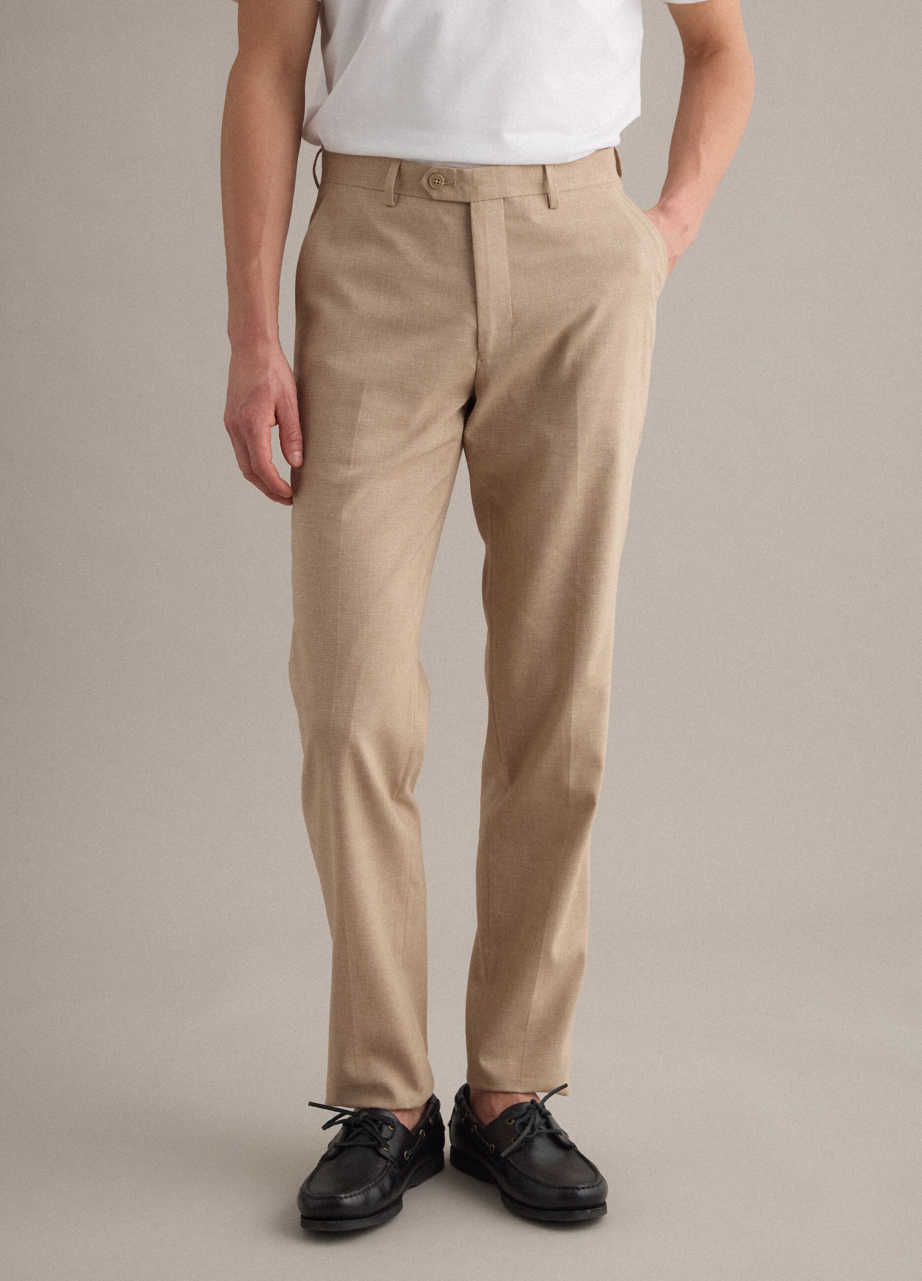 Beige Slim Fit Trousers
