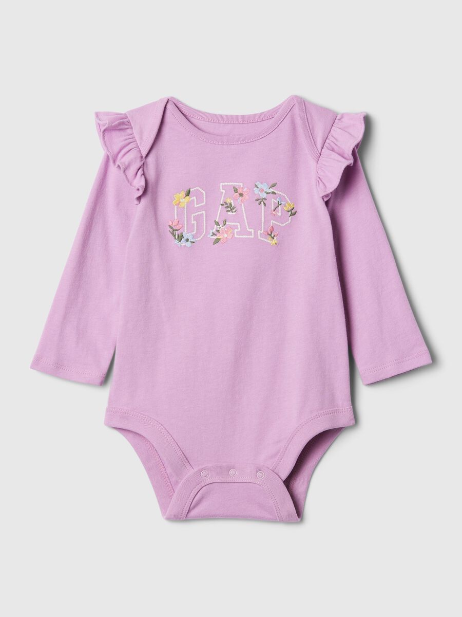 Body in cotone con rouches e ricamo logo_0
