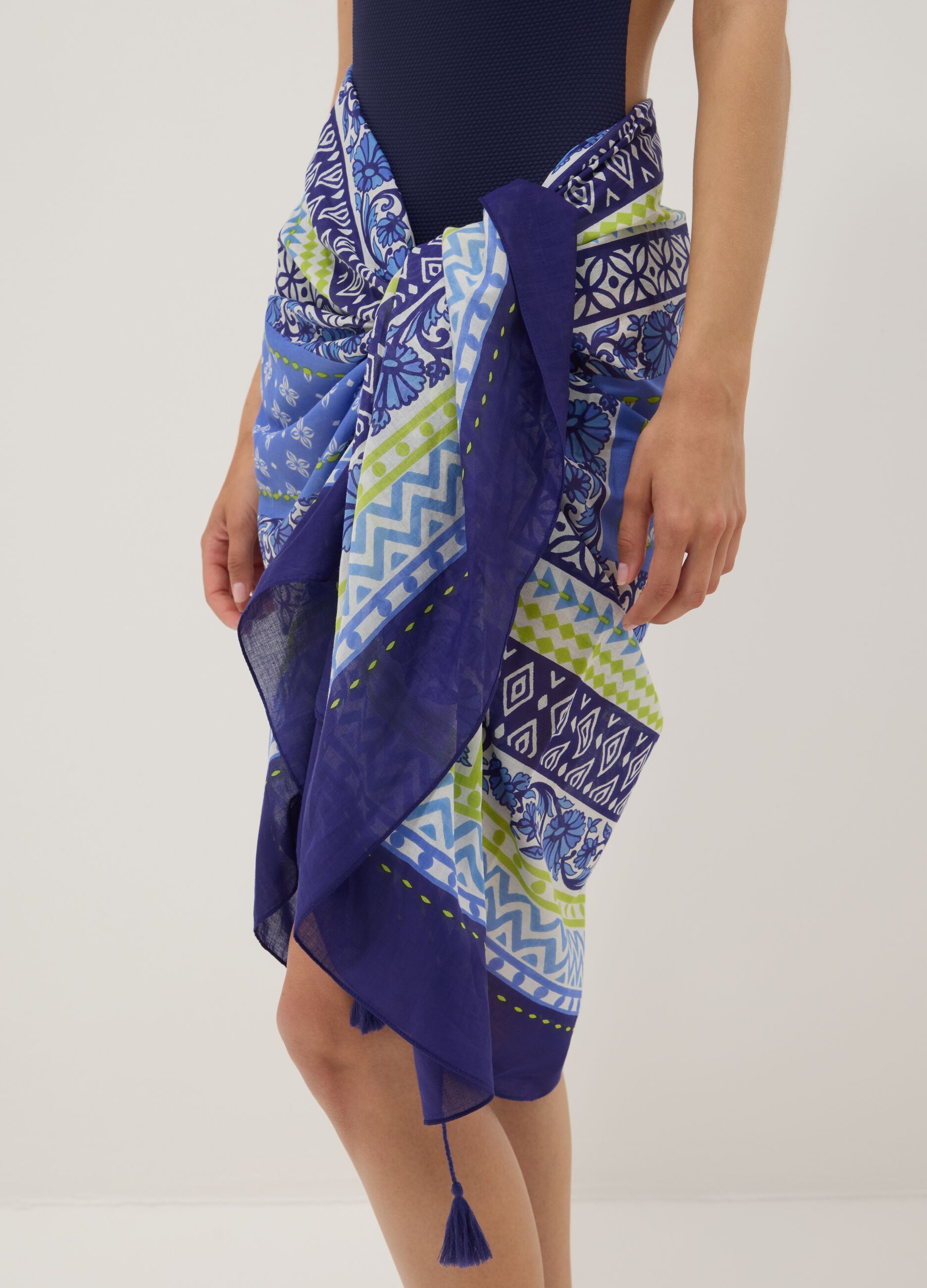Blue pure cotton printed sarong