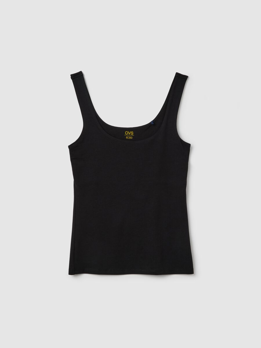 Top da donna in cotone elasticizzato nero_4