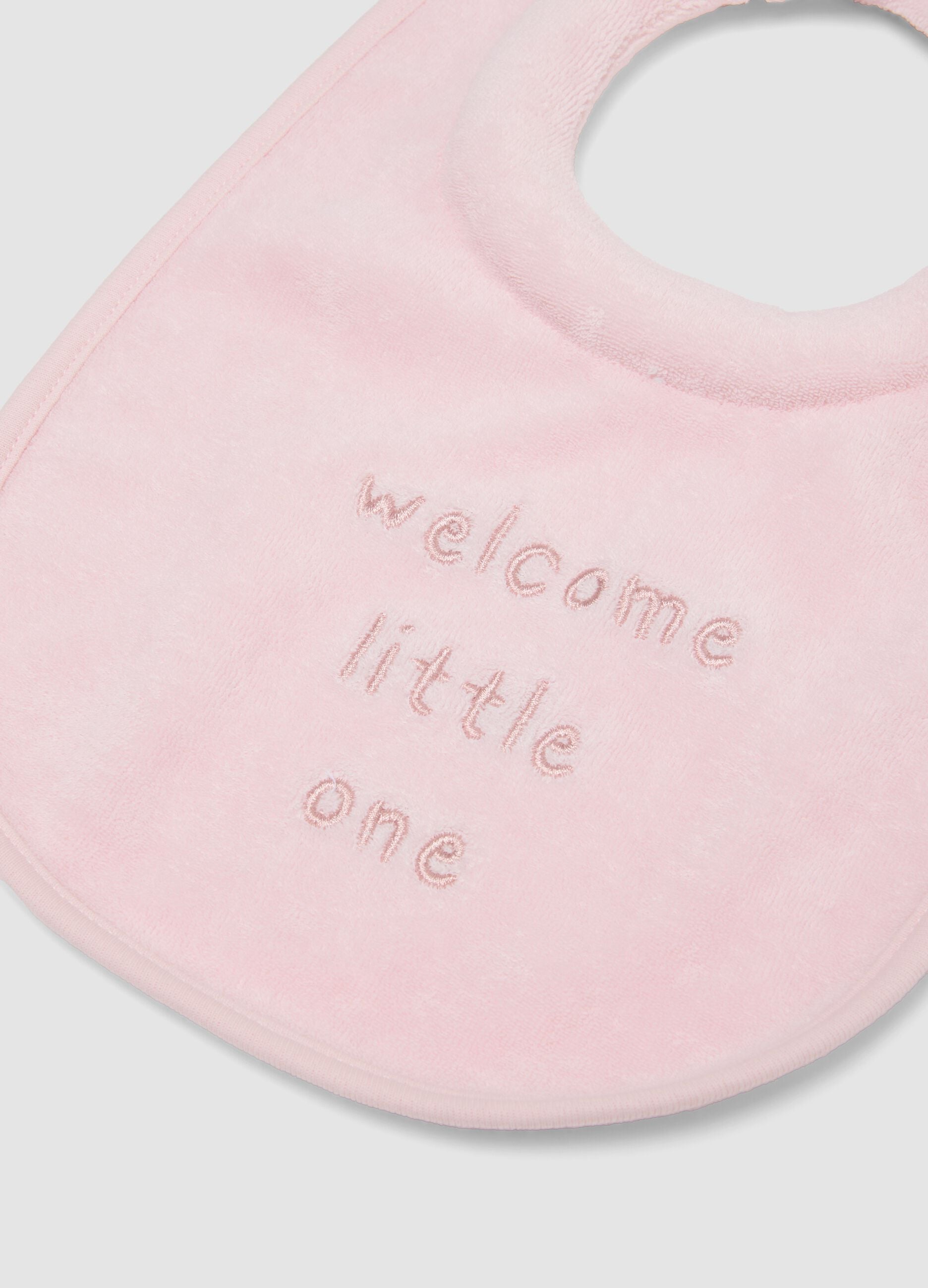 Pack of two pink and white organic cotton baby bibs