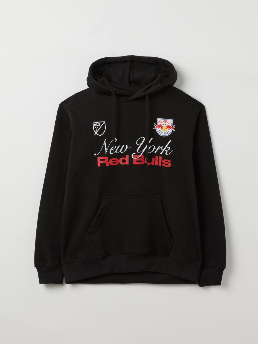 Black cotton blend hoodie with New York Red Bulls logo_4