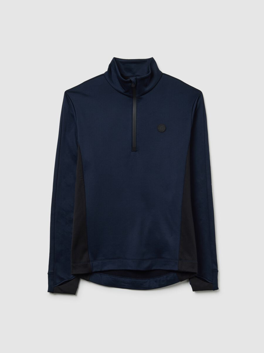 Blue and black high-collar sweatshirt, regular fit with half zip_0