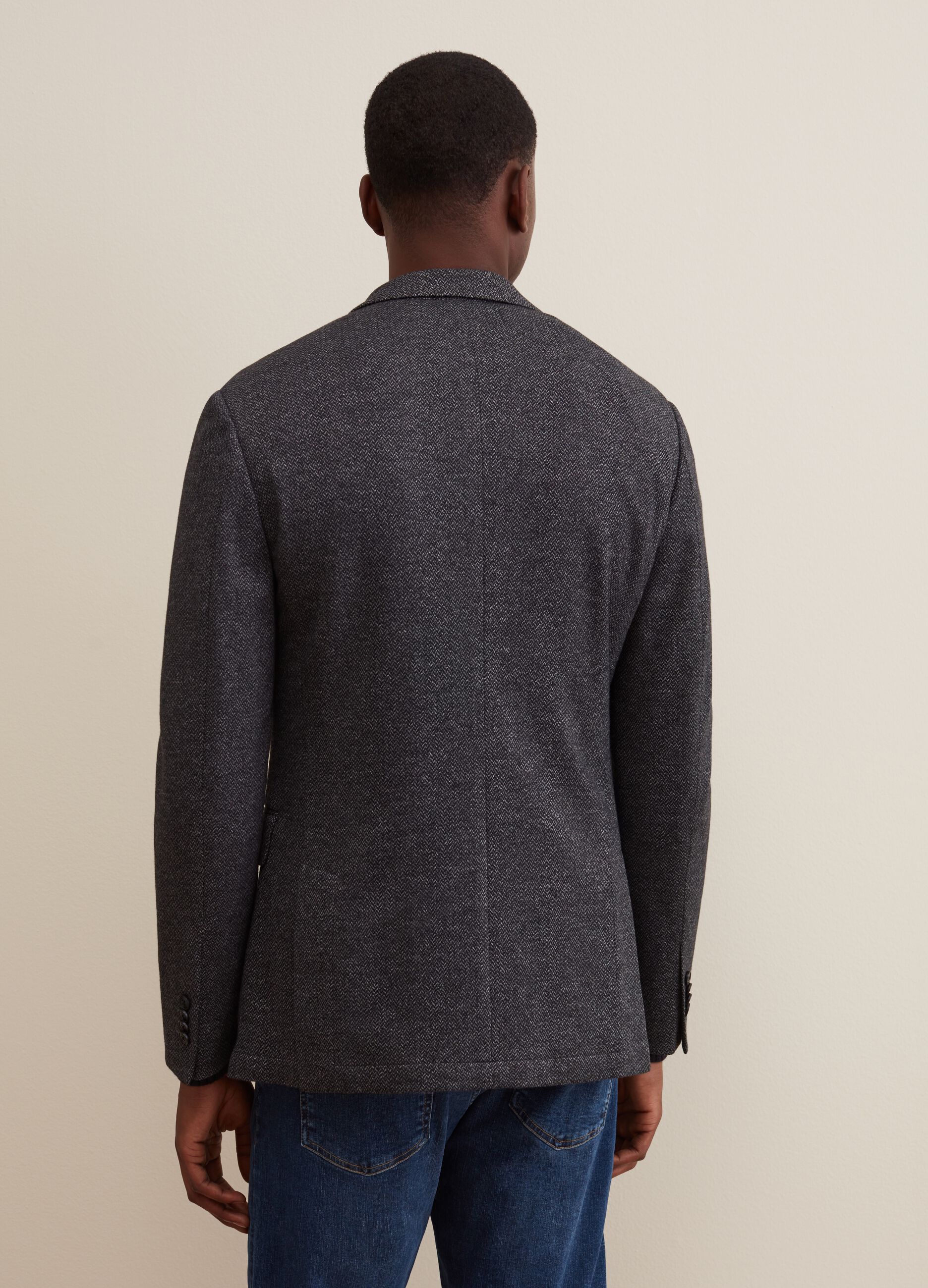 Blazer monopetto con disegnatura spigata_2