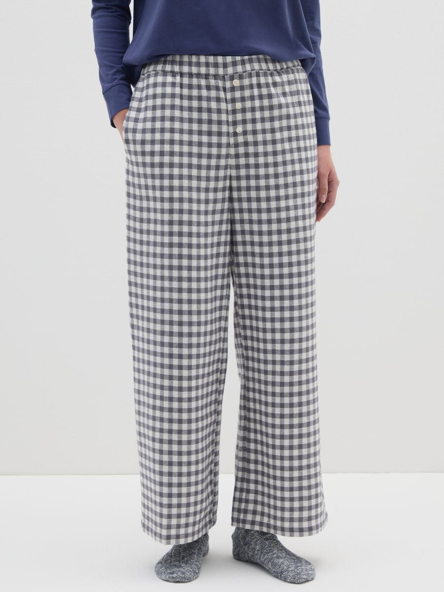 Multicolor plaid cotton and flannel pyjama trousers, regular fit_1