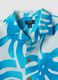 Blue and white pure cotton shirt with tropical print_3