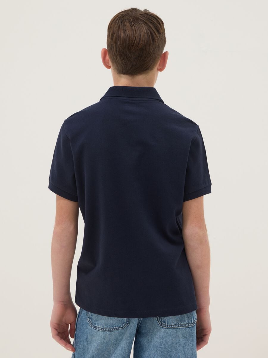 Polo in puro cotone biologico blu da ragazzo regular fit_1