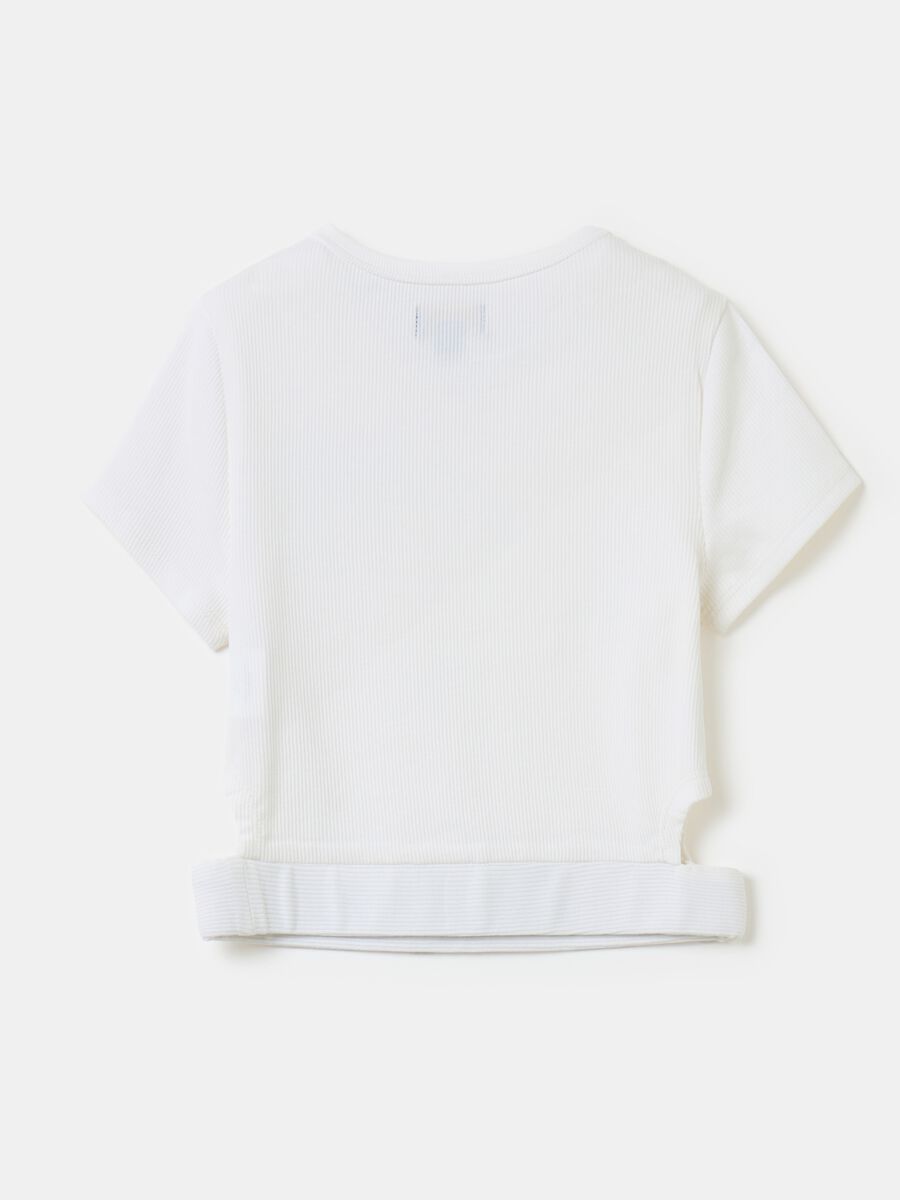 Ribbed T-shirt with cut-out detail_1