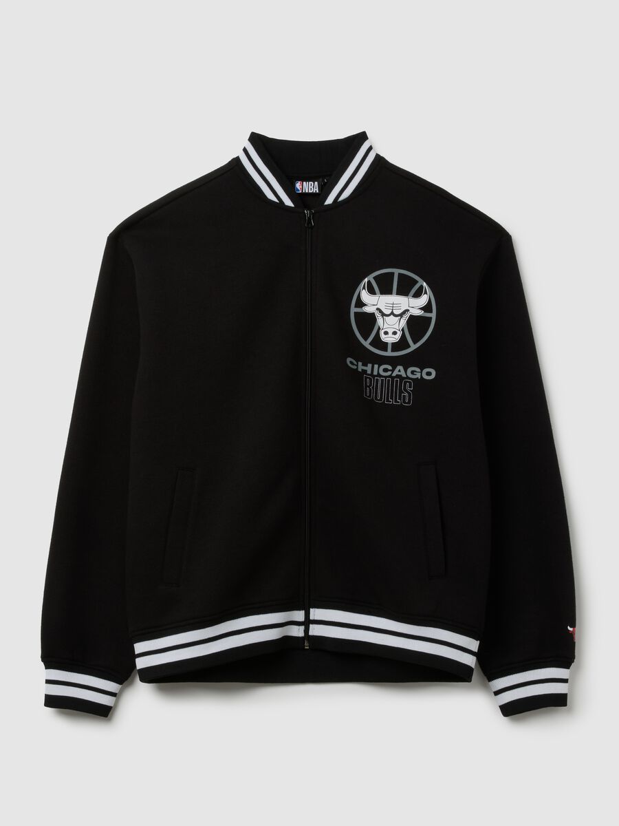 Giacca bomber nera in misto cotone dei Chicago Bulls_0