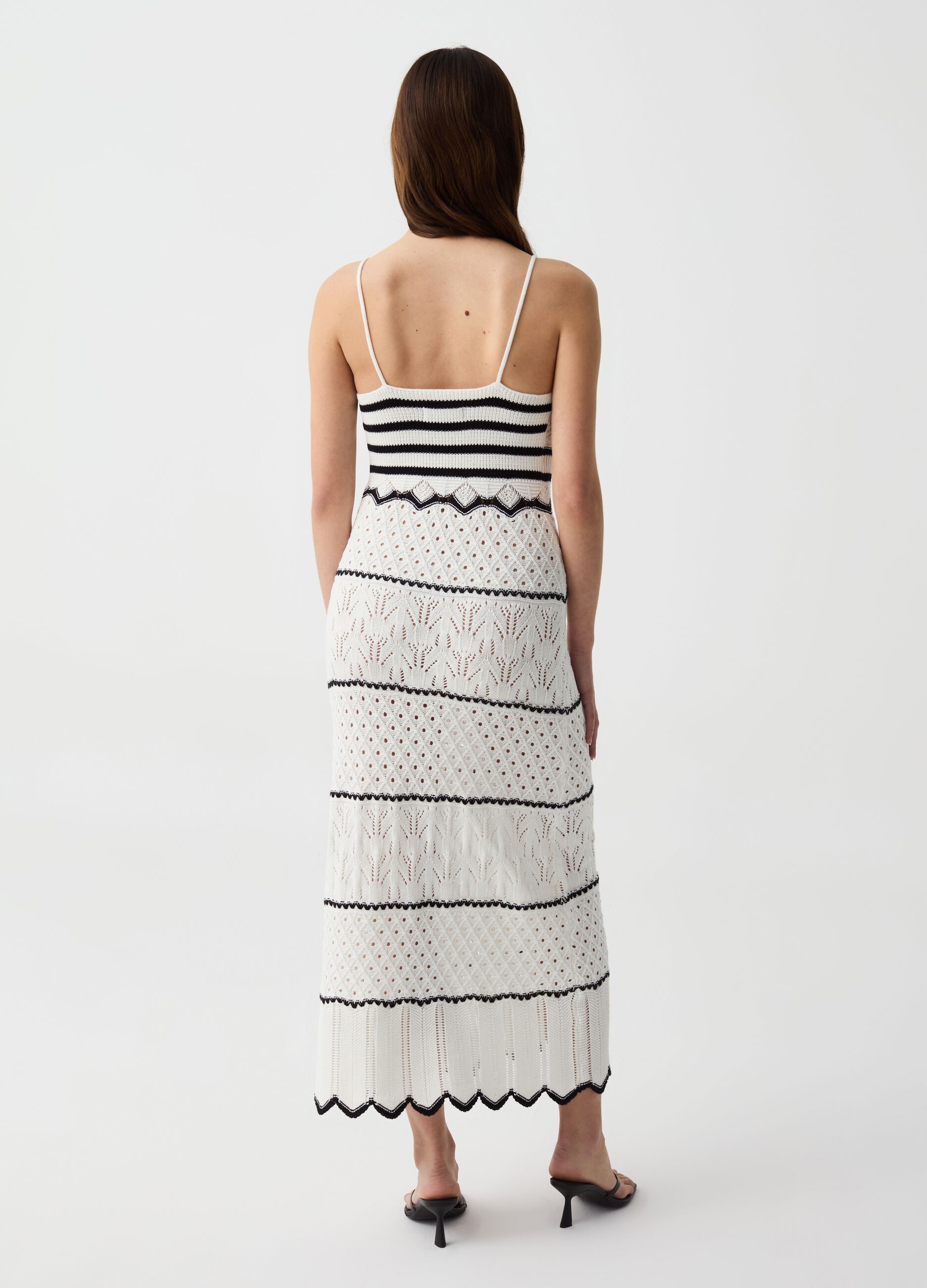 Long crochet dress with spaghetti straps