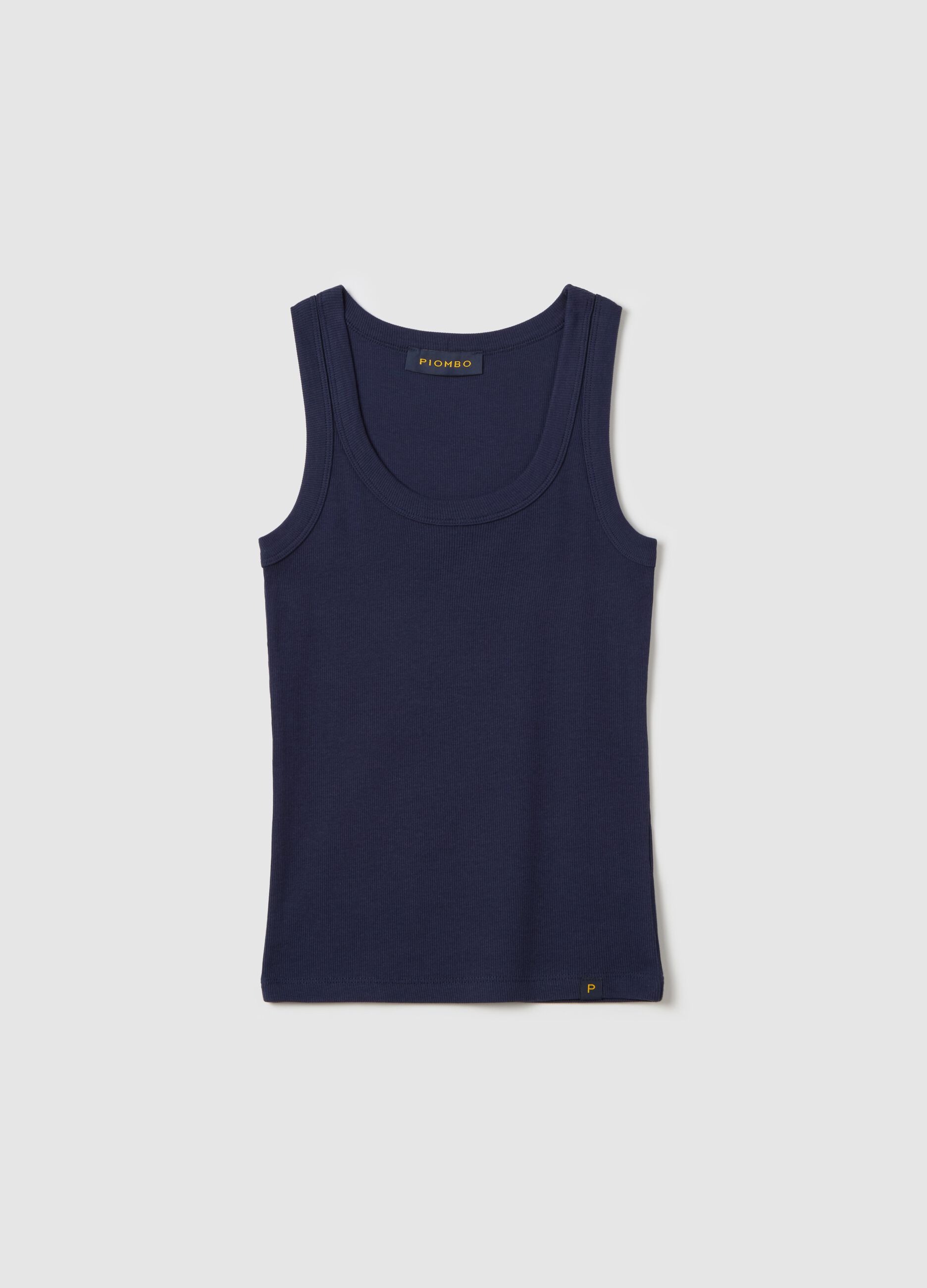 Dark blue ribbed tank top