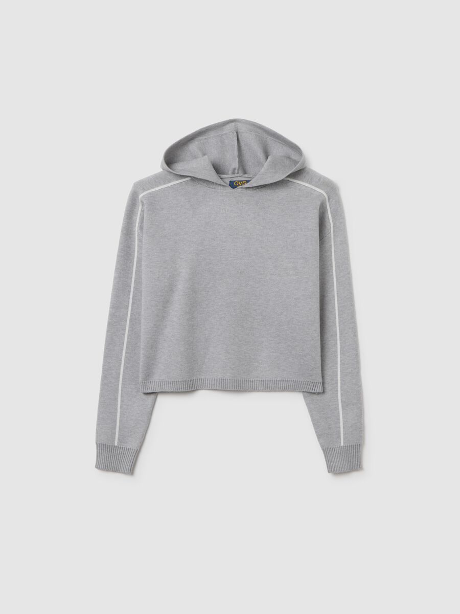 Grey Hooded Oversize Fit Sweater for Girls_3
