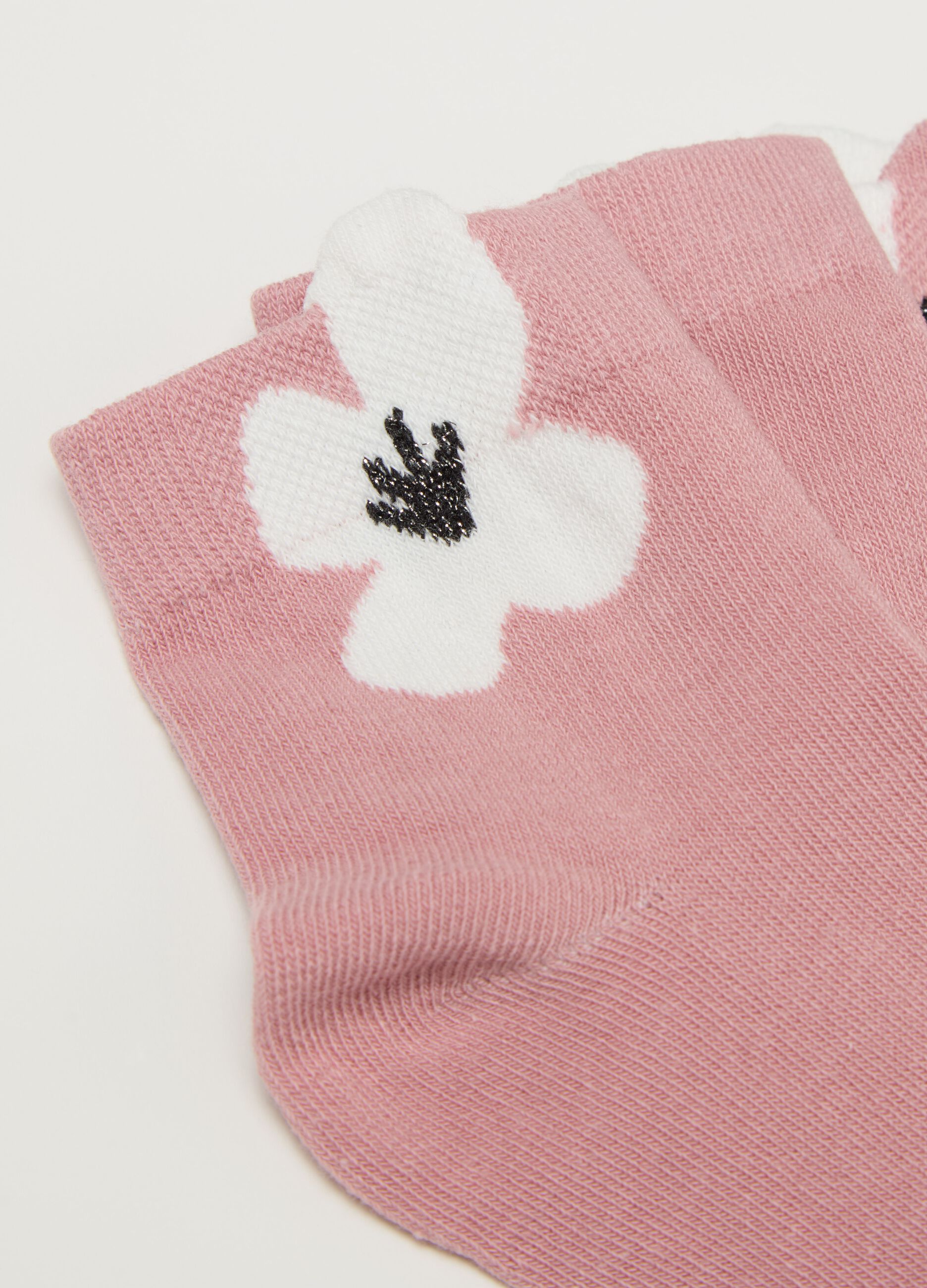 Set cinque calze corte con disegno fiore