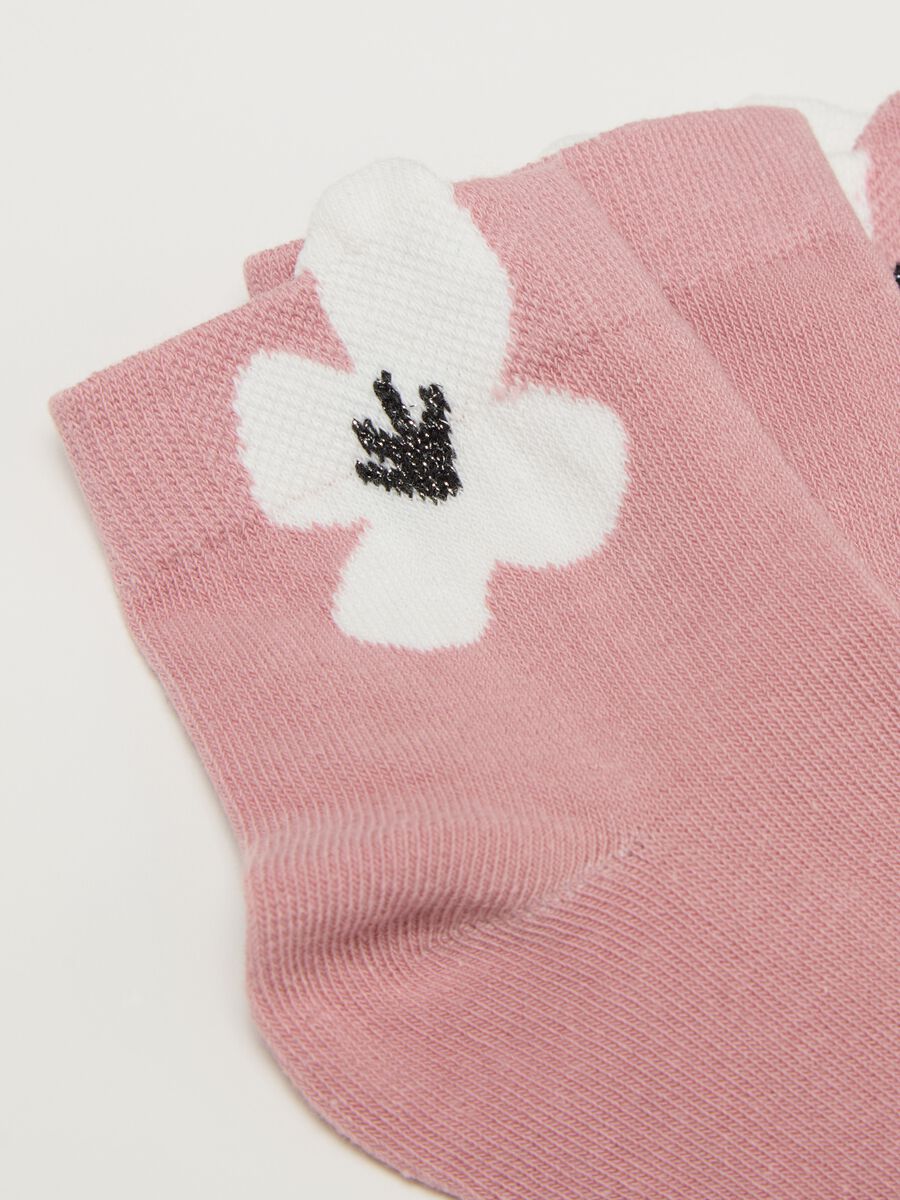 Five-pair pack short socks with flower design_2