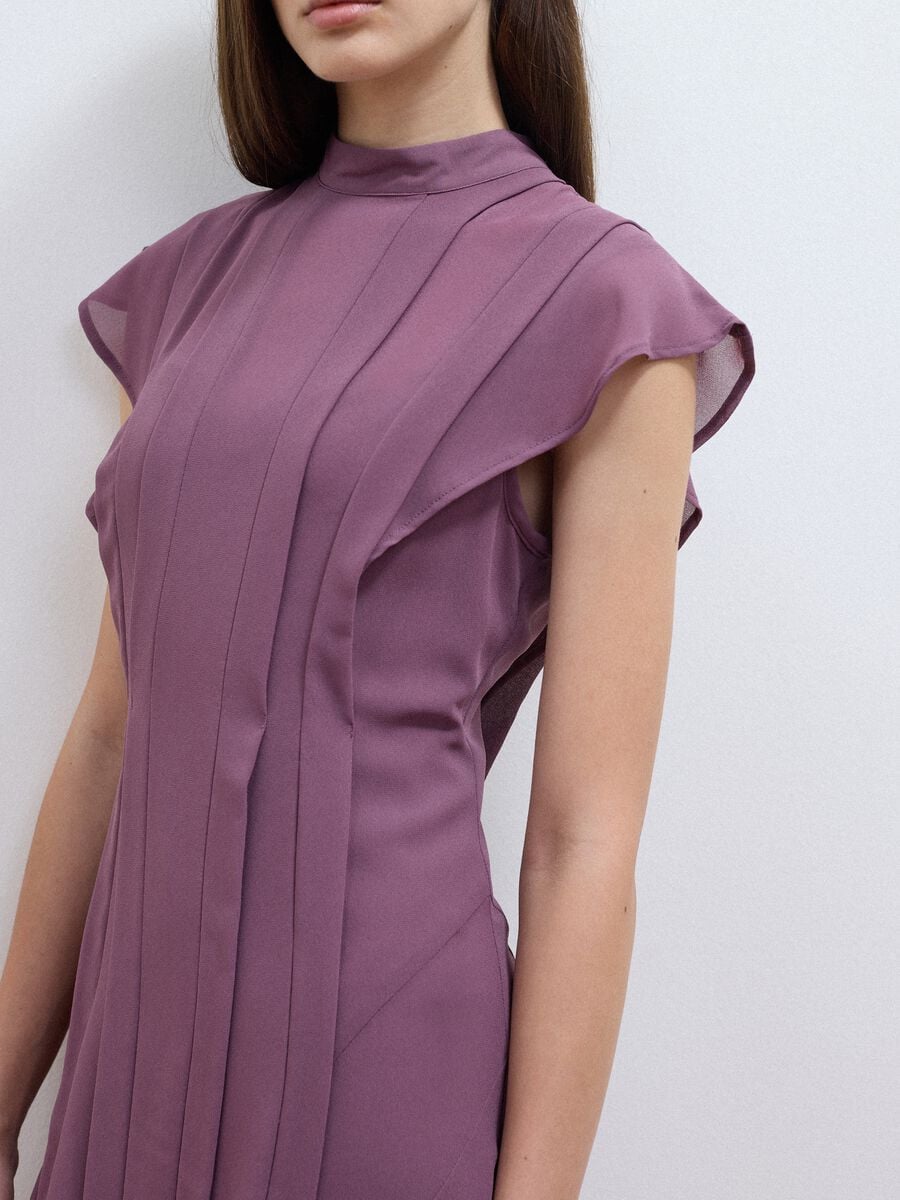 Abito viola con maniche corte a volant relaxed fit_2
