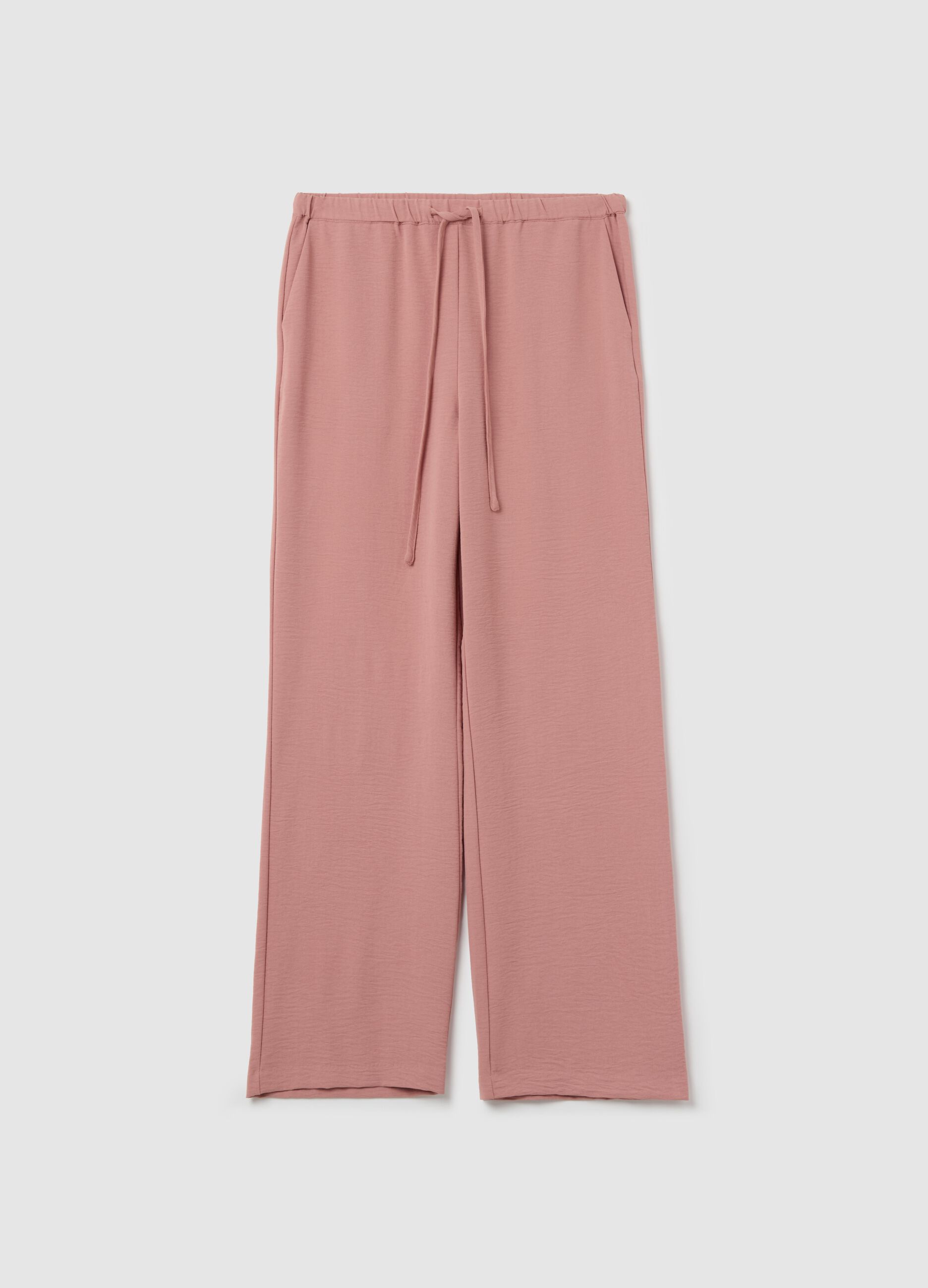 Crinkle-effect fluid trousers