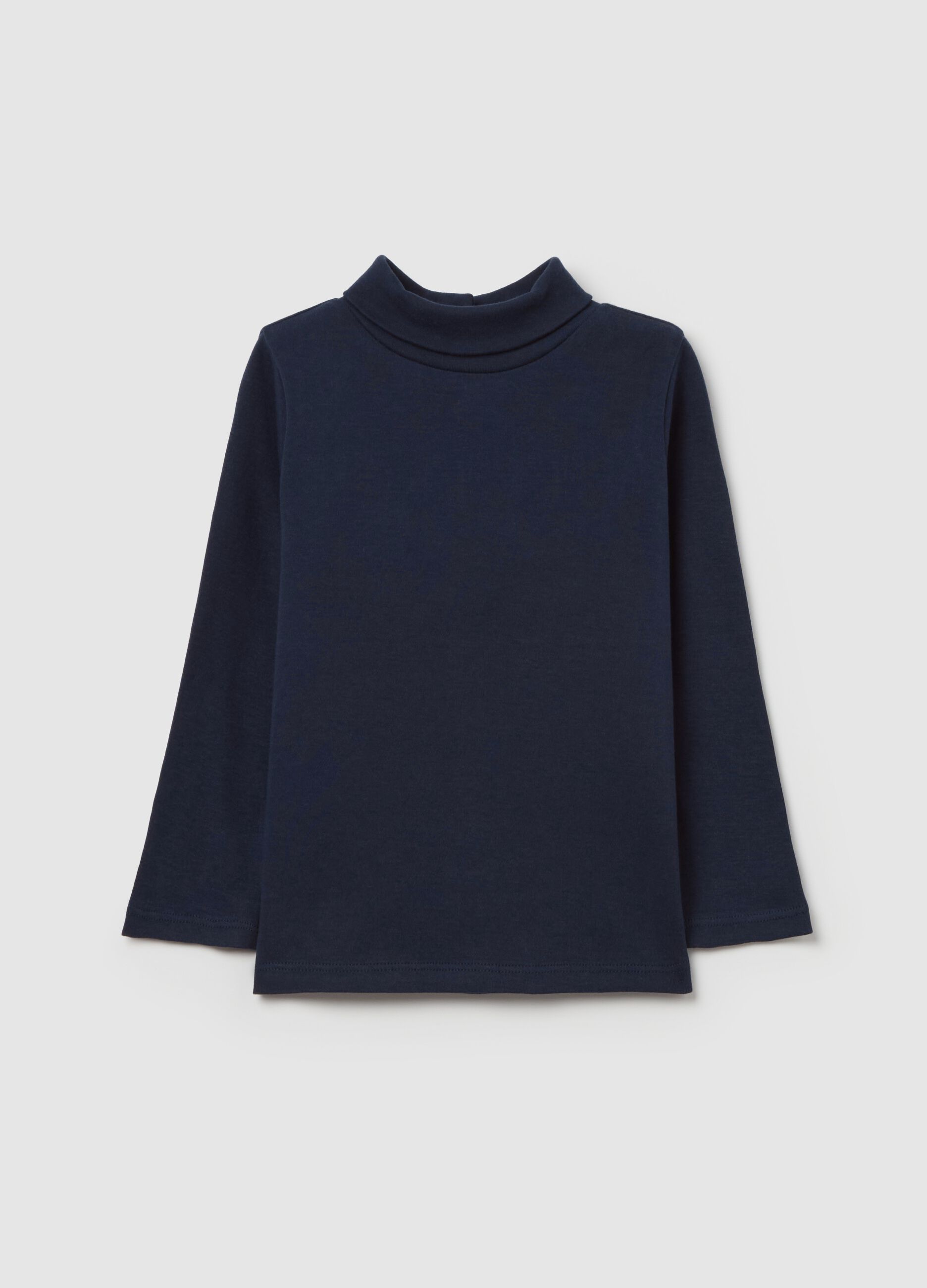 Cotton T-shirt with high neck