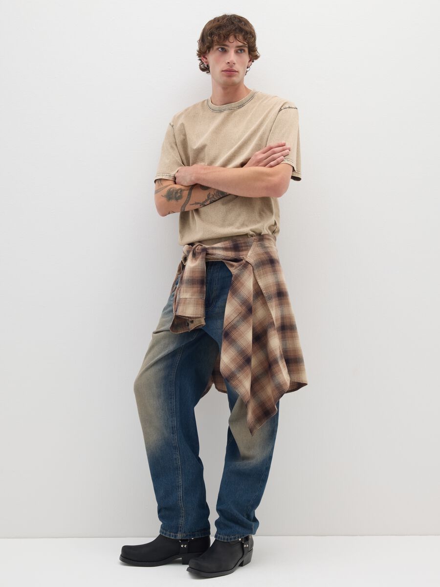 Beige pure cotton regular fit T-shirt_2