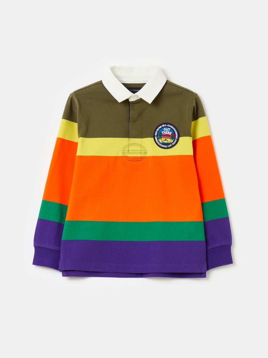 Multicoloured striped polo shirt with patch_4