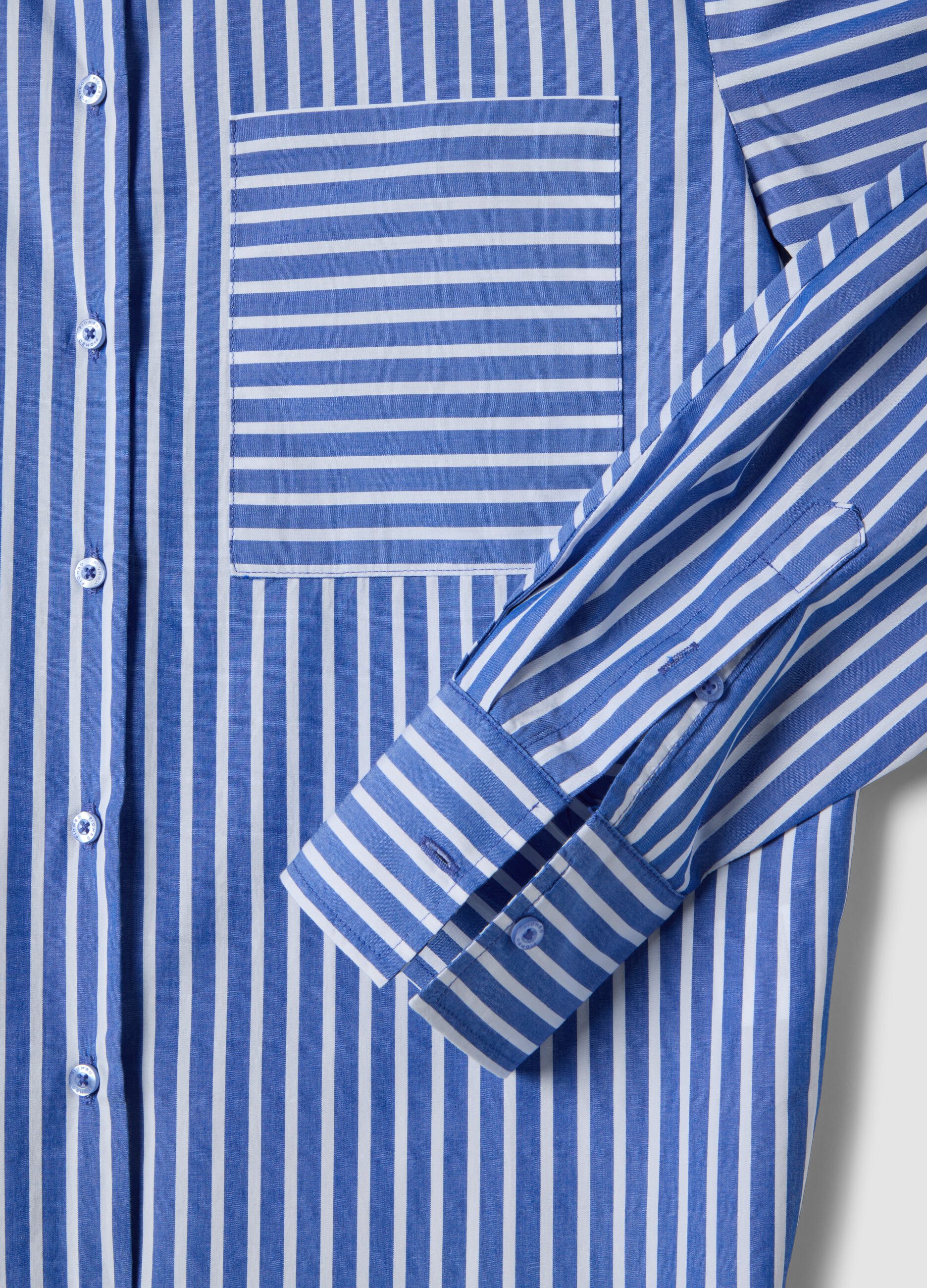 Multicolour striped regular fit pure cotton shirt with pocket