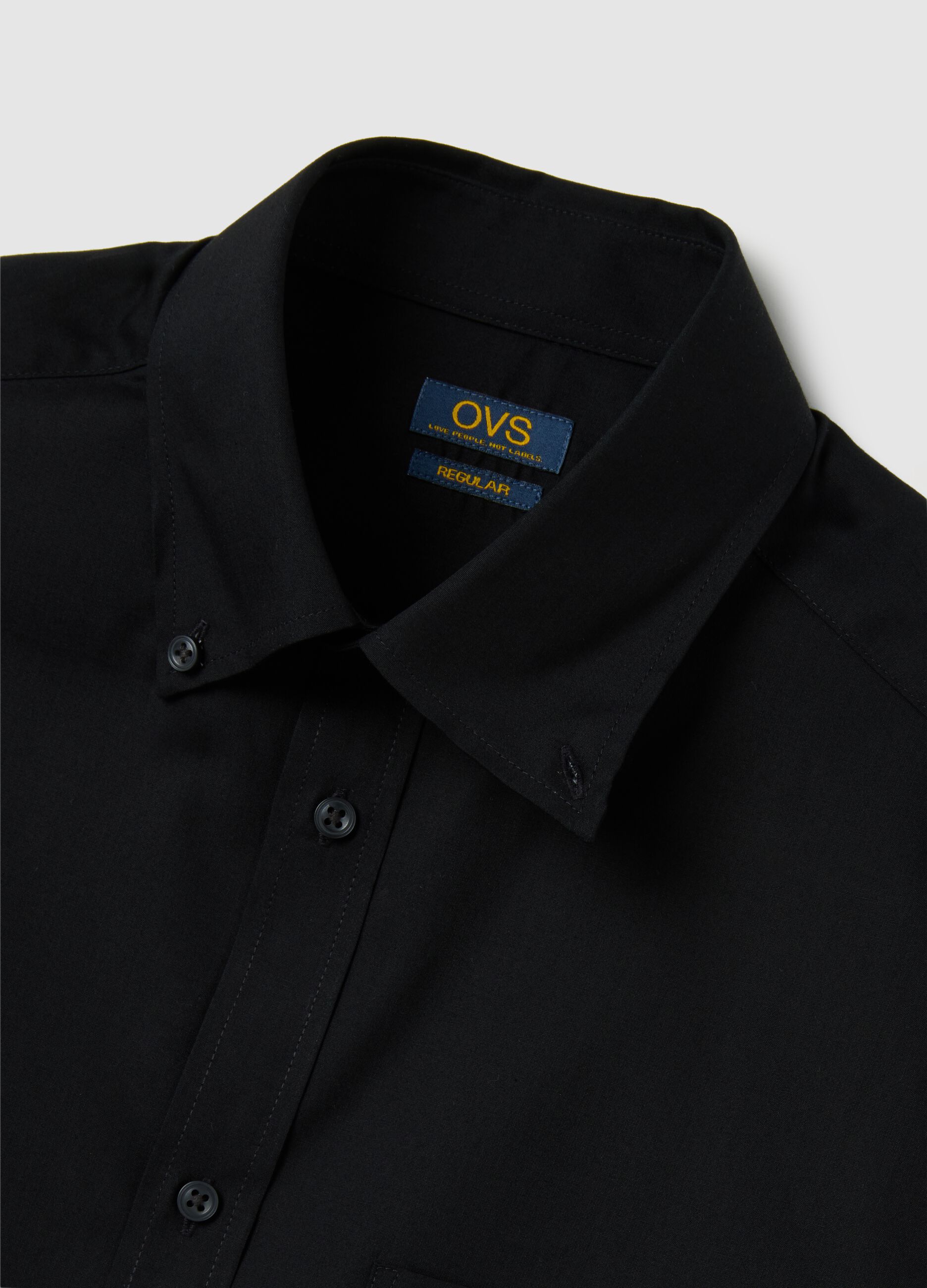 Camicia da uomo in misto cotone nero easy iron
