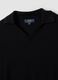 Black viscose-blend polo shirt with V-neck and regular fit collar_5