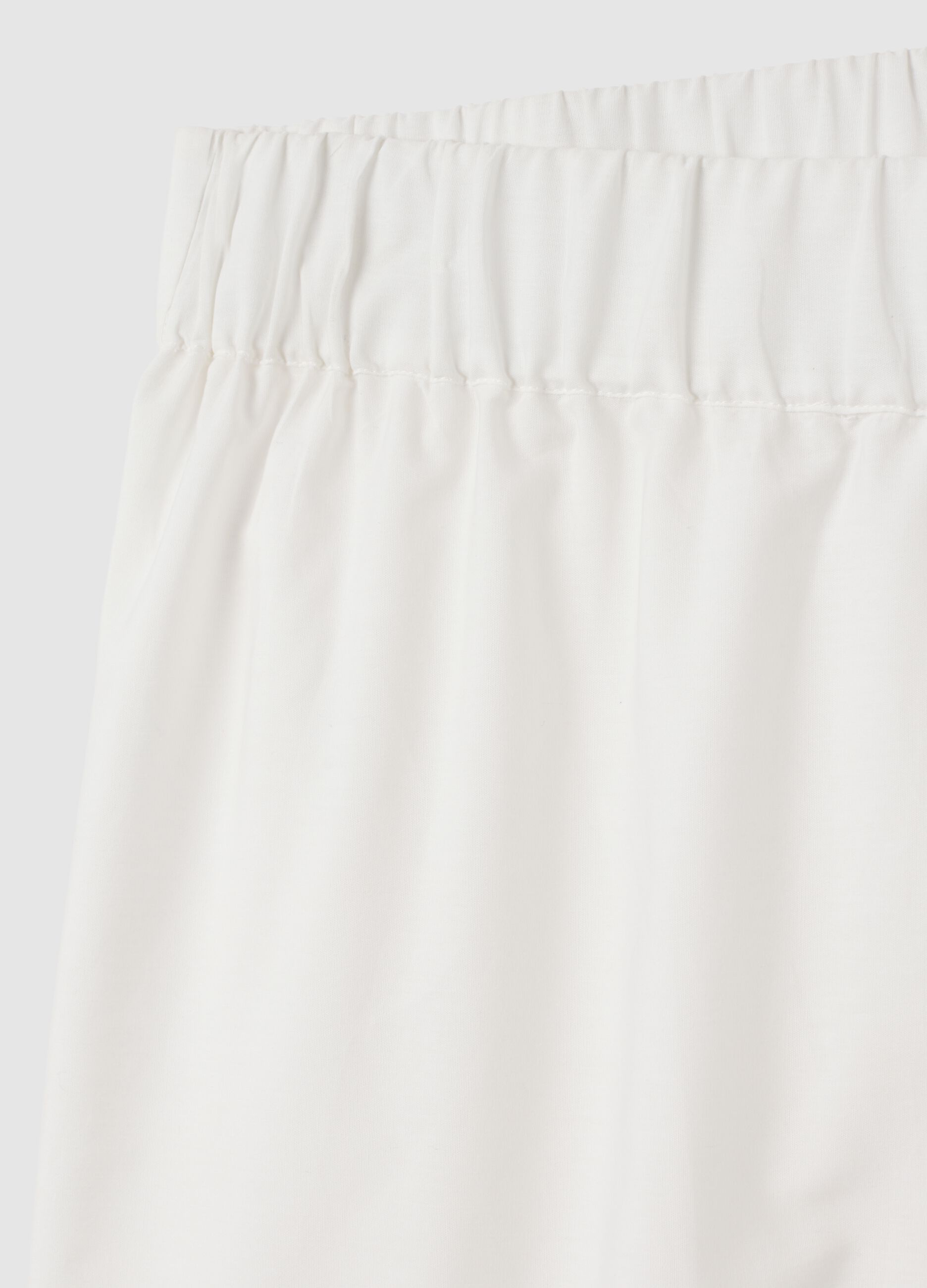 Women's white pure cotton wide-leg shorts