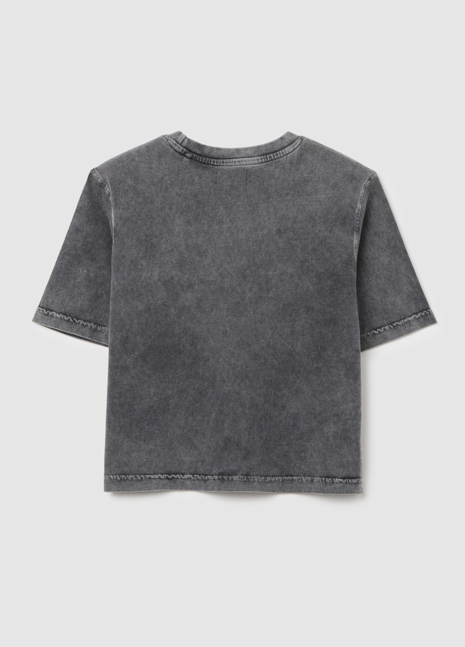 T-shirt da ragazza in puro cotone grigia boxy fit