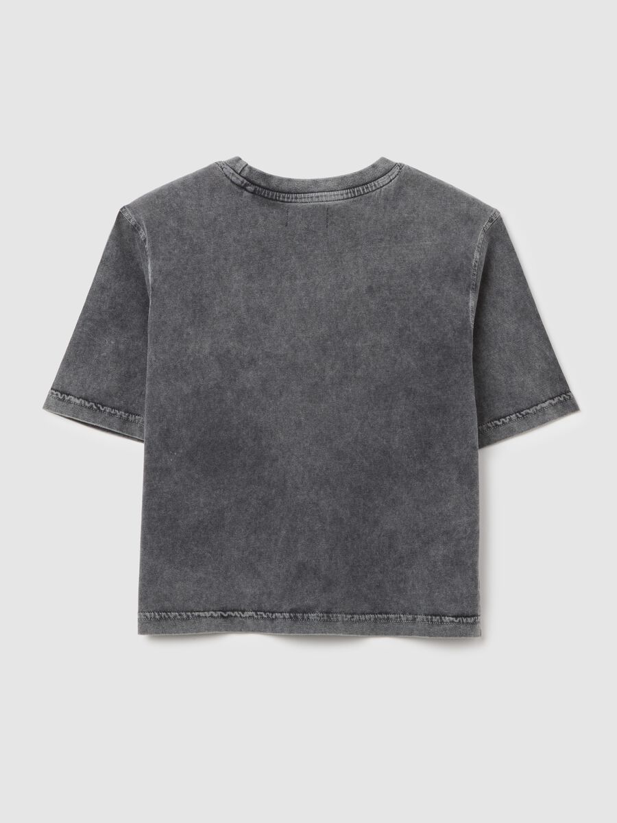Grey T-shirt with butterfly motif for girls_4